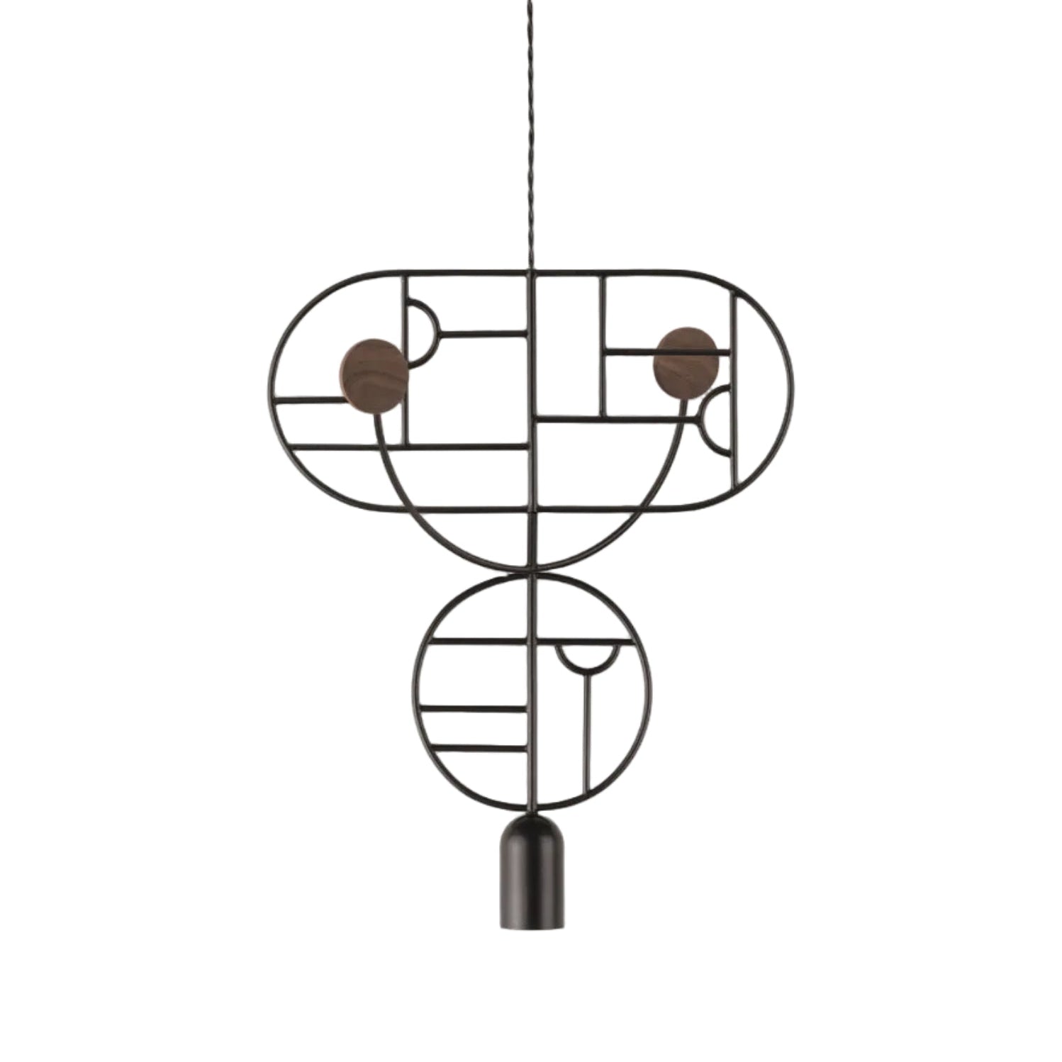 WOODEN DOTS WDS07 pendant lamp in graphite with walnut wood