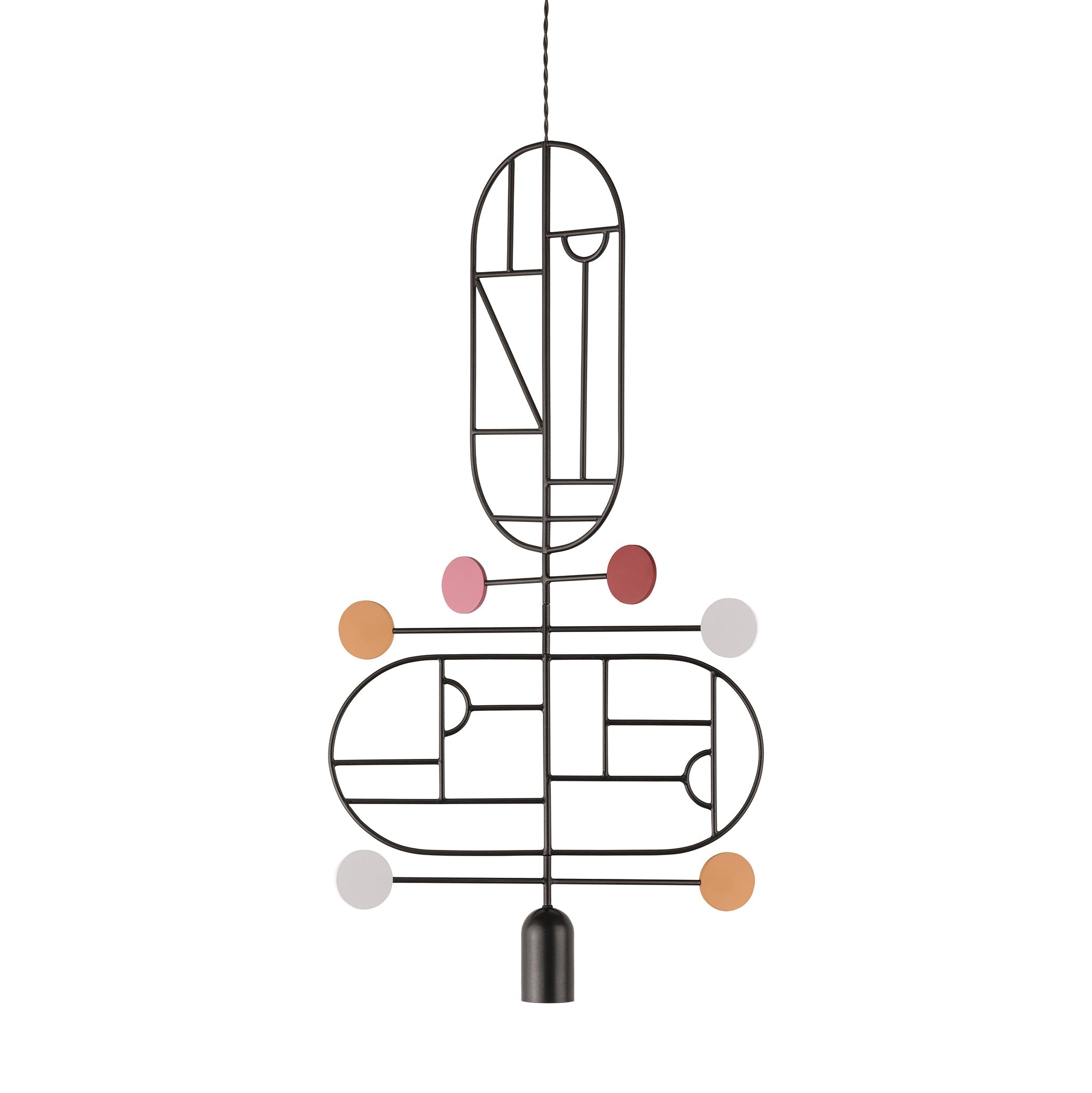 WOODEN DOTS WDS13 Pendant Lamp in Graphite with Shades of Red and White