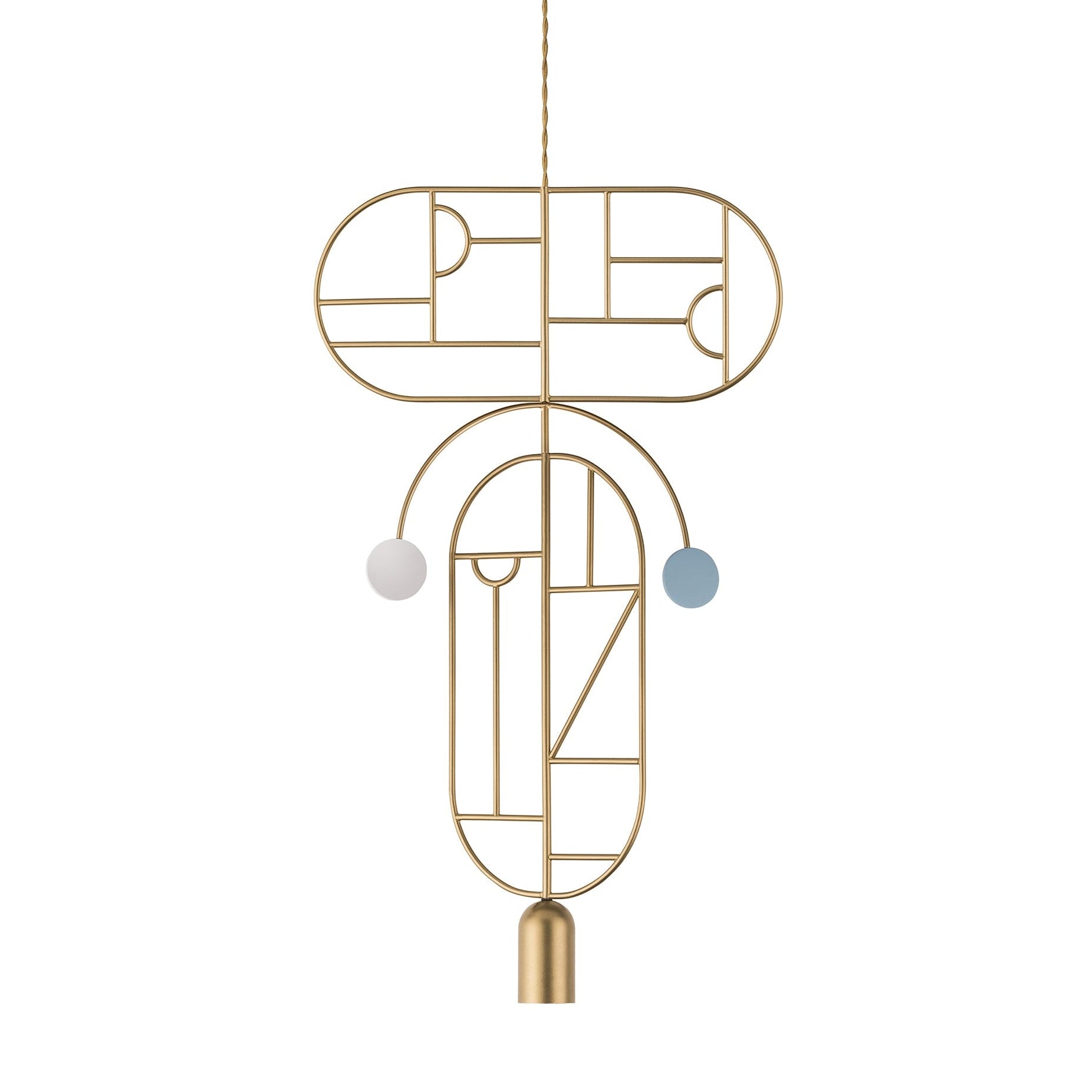 WOODEN DOTS WDS09 Pendant Lamp in Brass with White and Blue