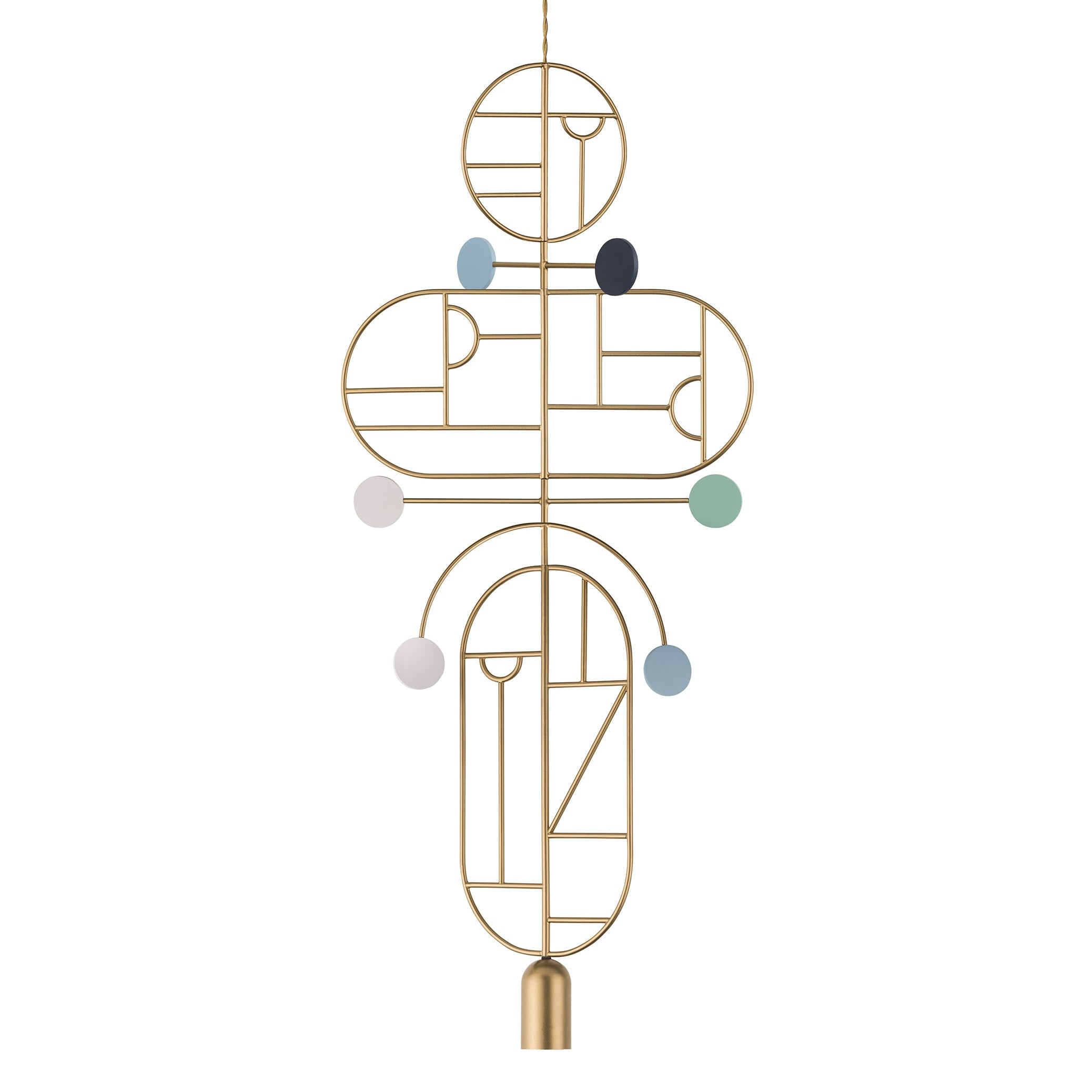 WOODEN DOTS WDS19 Pendant Lamp in Brass with Shades of Blue and White