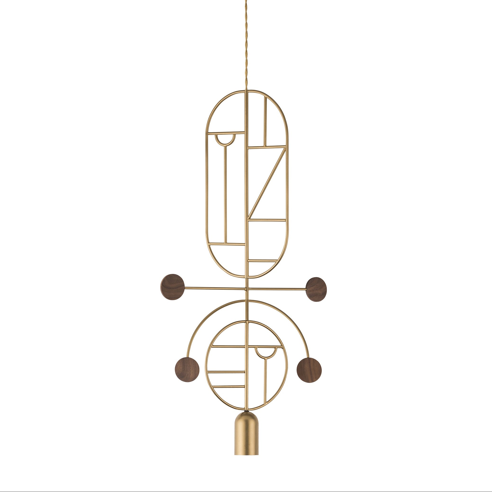 WOODEN DOTS WDS08 Pendant Lamp in Brass with Walnut Wood