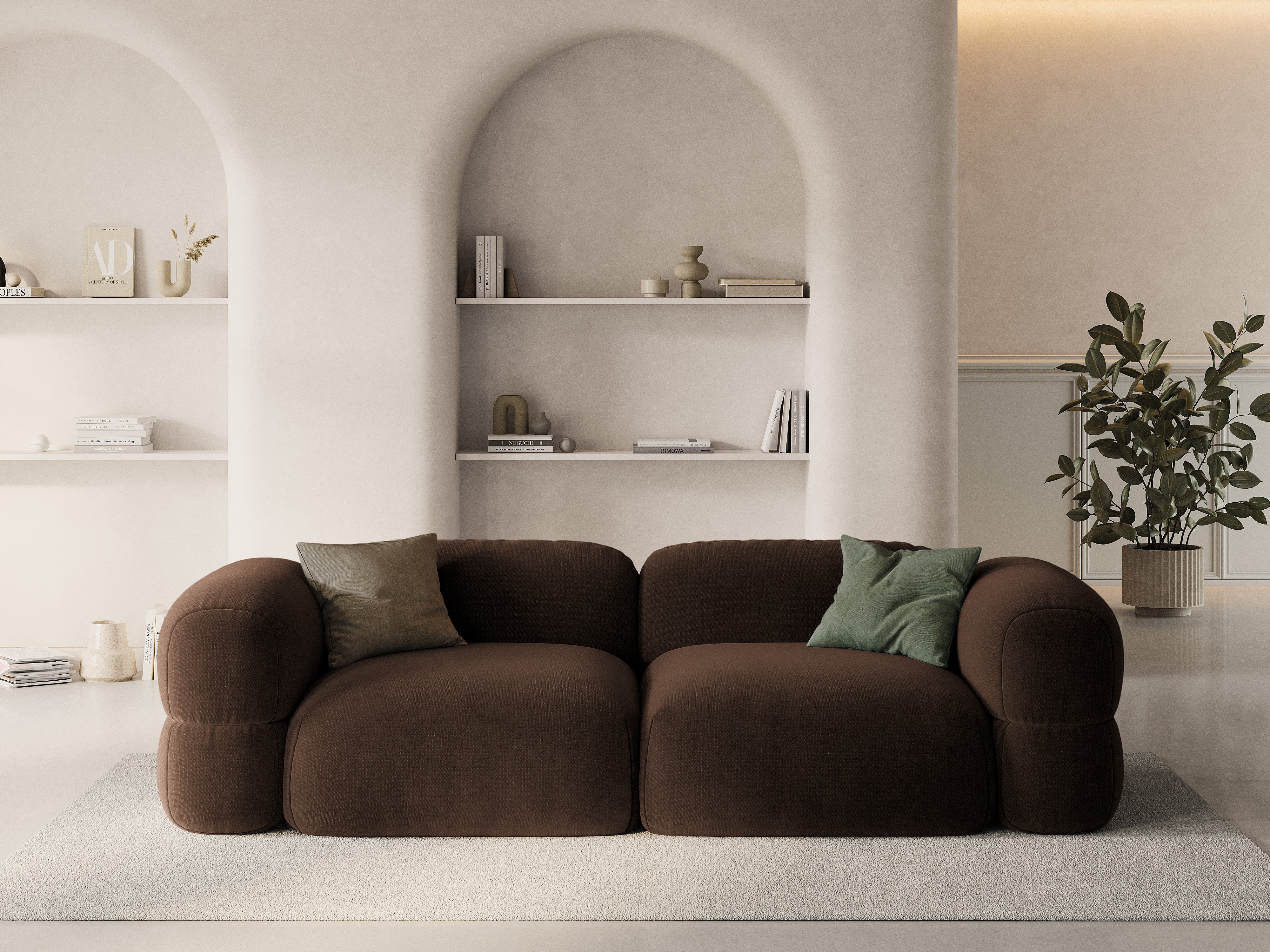 Velvet sofa for 4 people ROGER chocolate