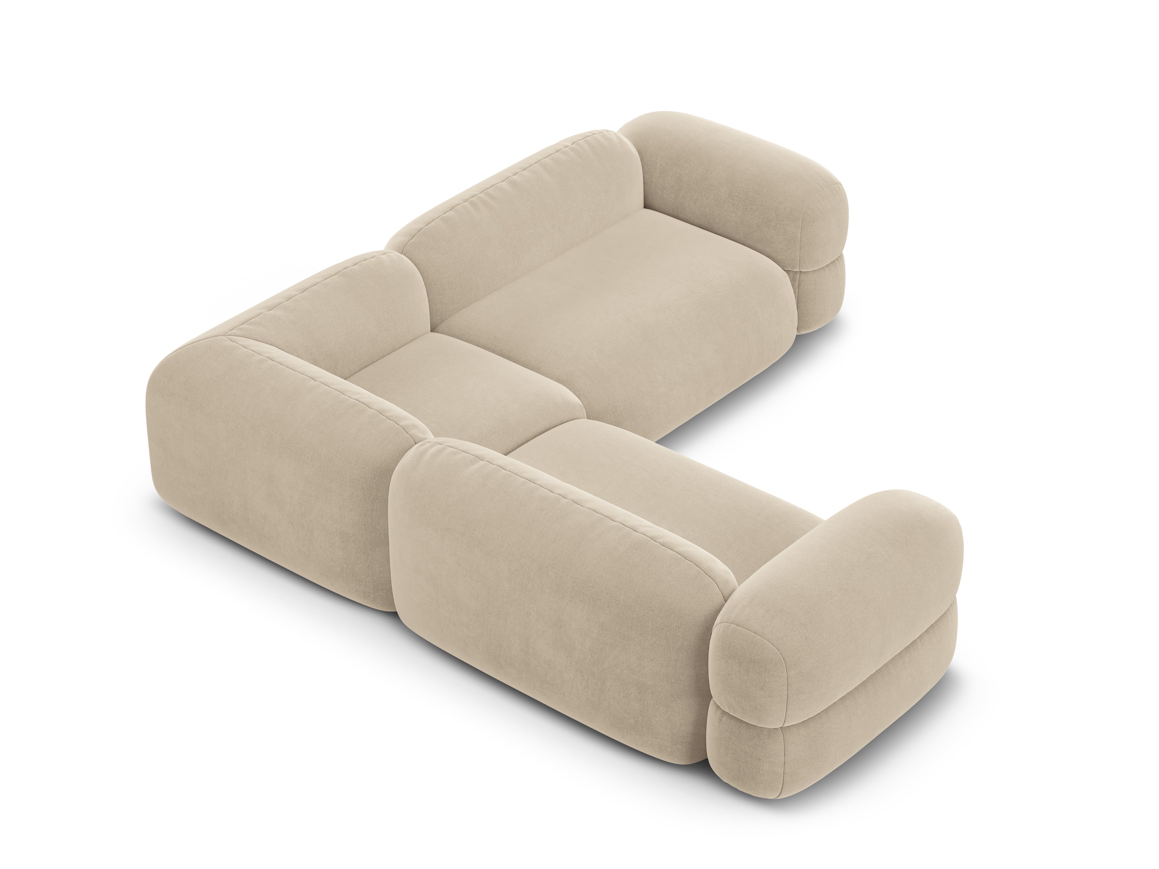 Symmetrische Samt-Eckcouch ROGER hellbeige