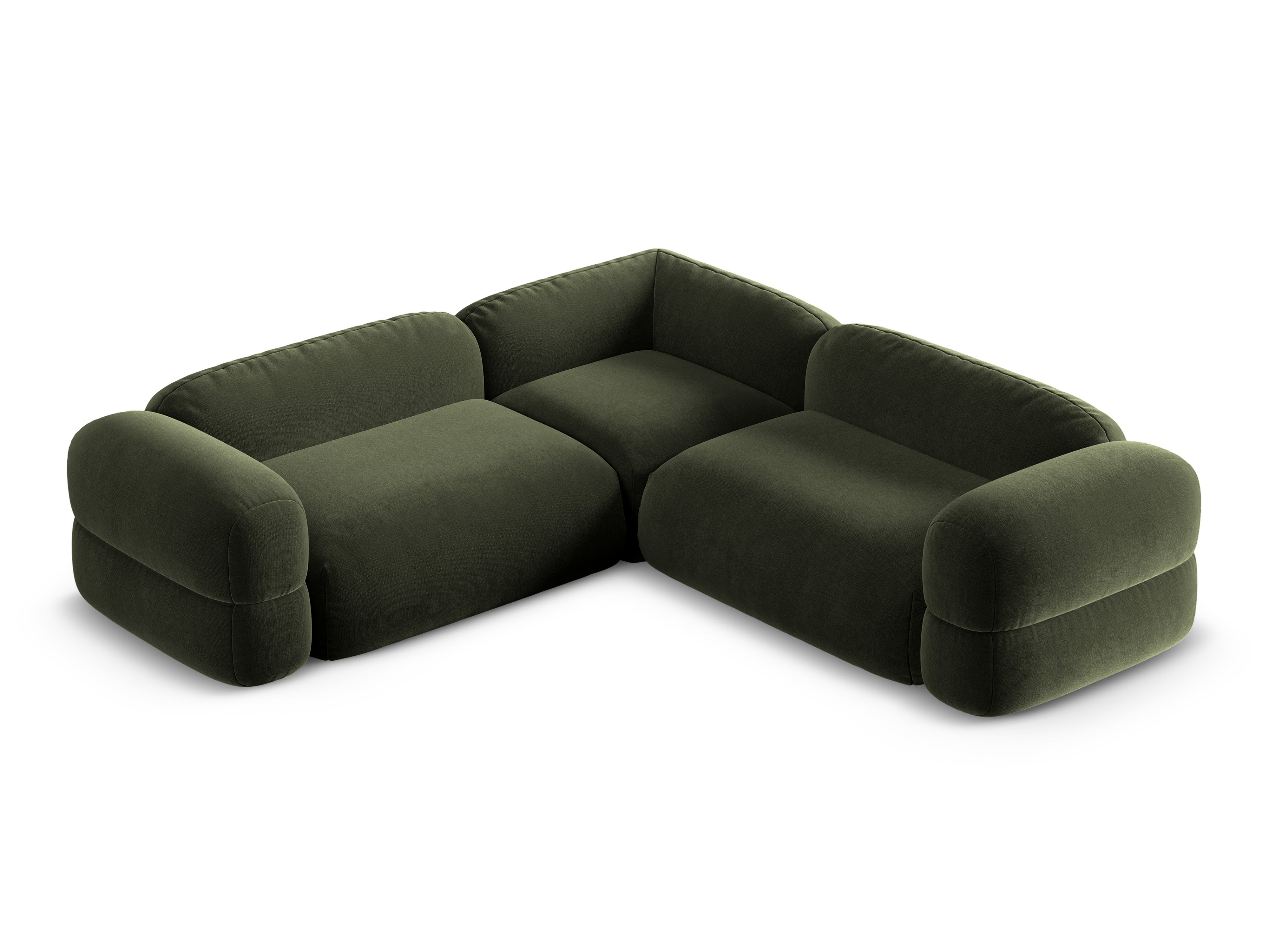 Symmetrical Velvet Corner Sofa ROGER Olive