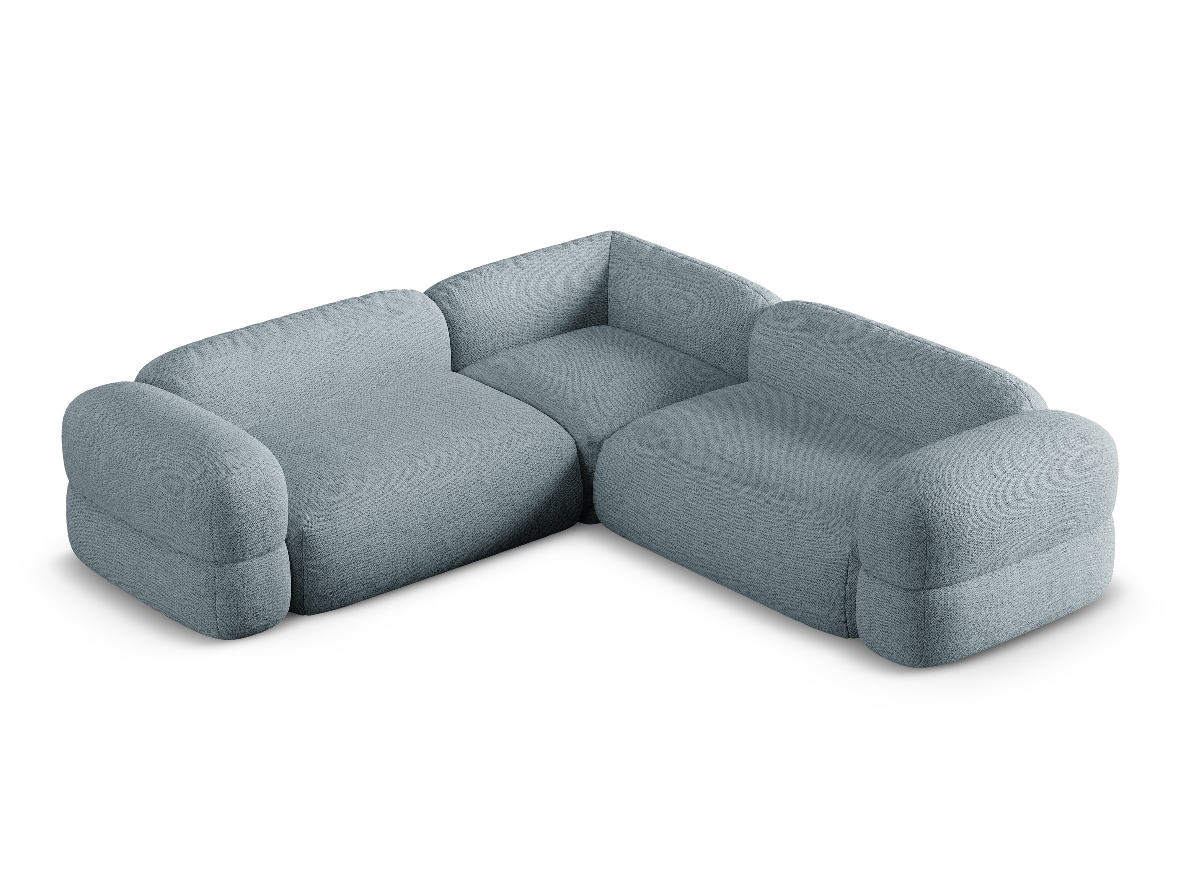Symmetrische Eckcouch ROGER himmelblaues Chenille