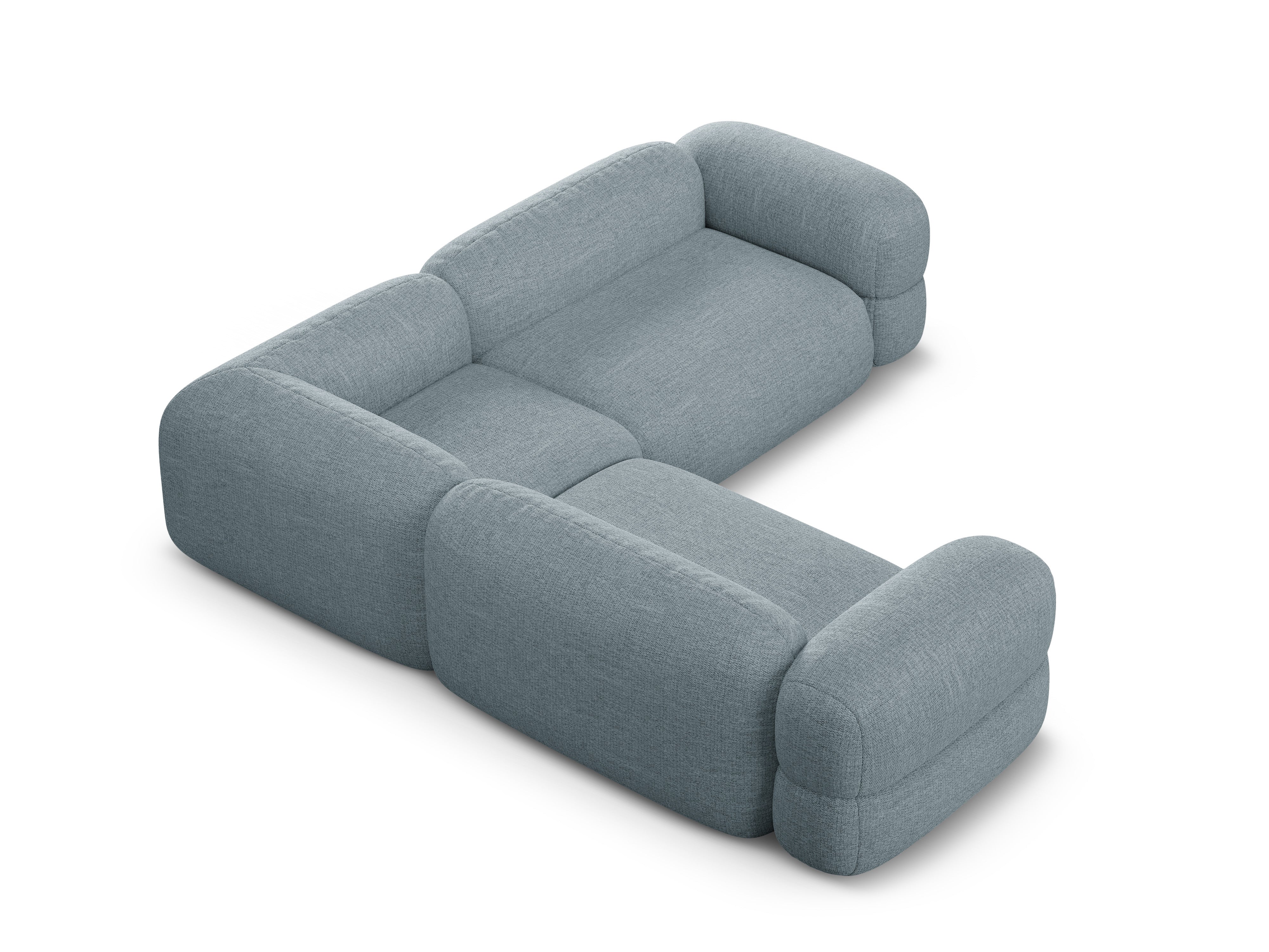 Symmetrische Eckcouch ROGER himmelblaues Chenille