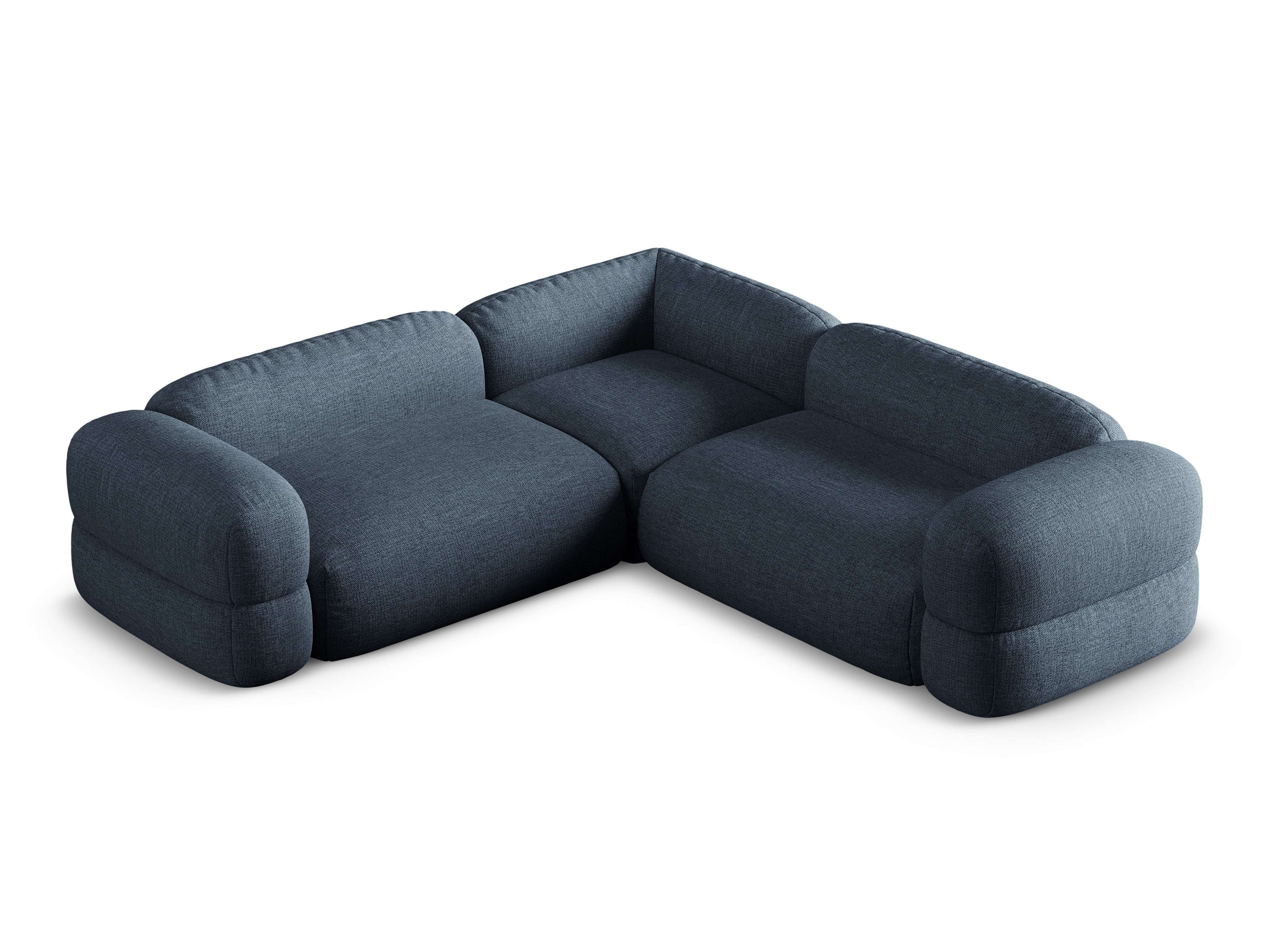 Symmetrische Eckcouch ROGER dunkelblauer Chenille