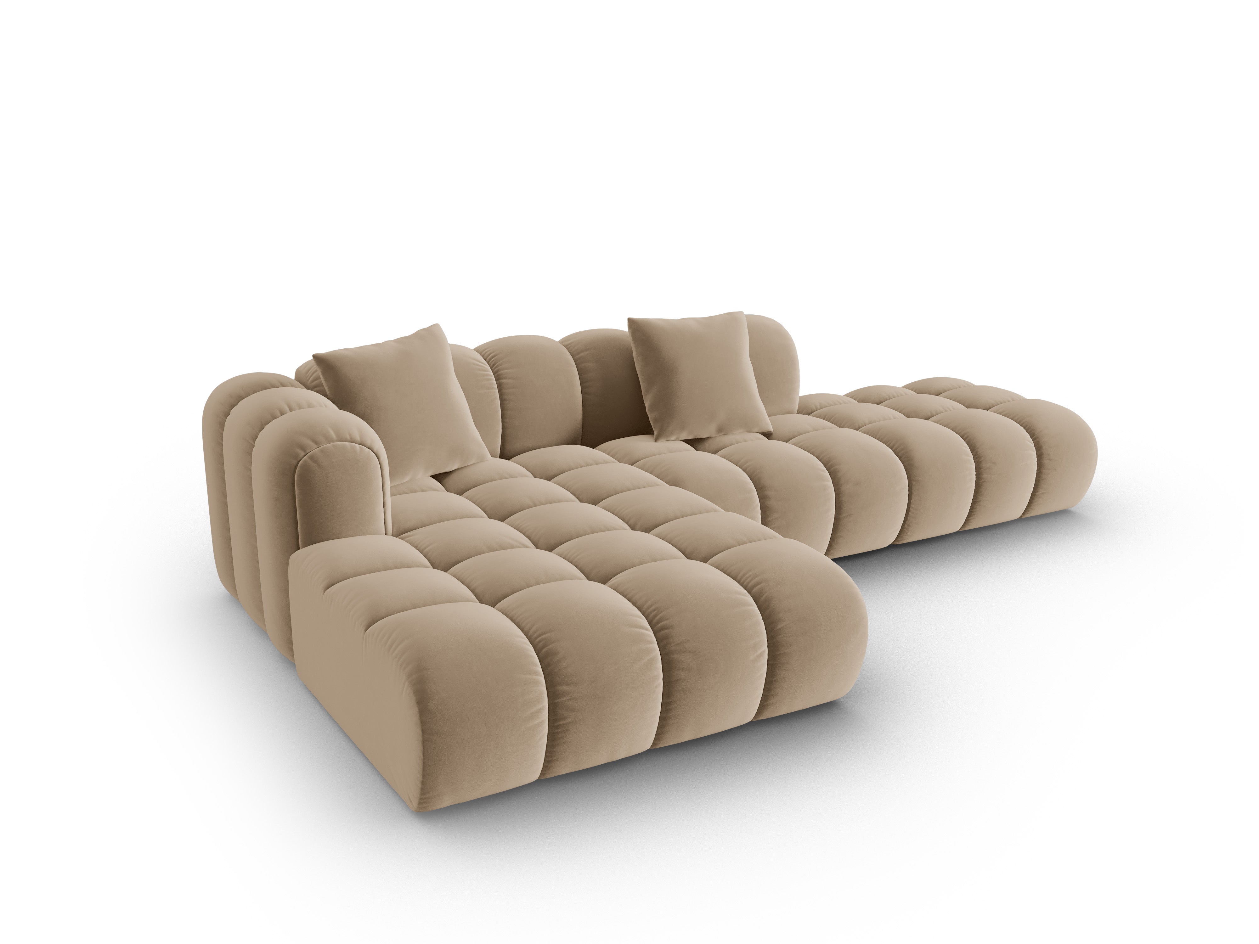 Open left-sided velvet corner sofa ASTRO sand