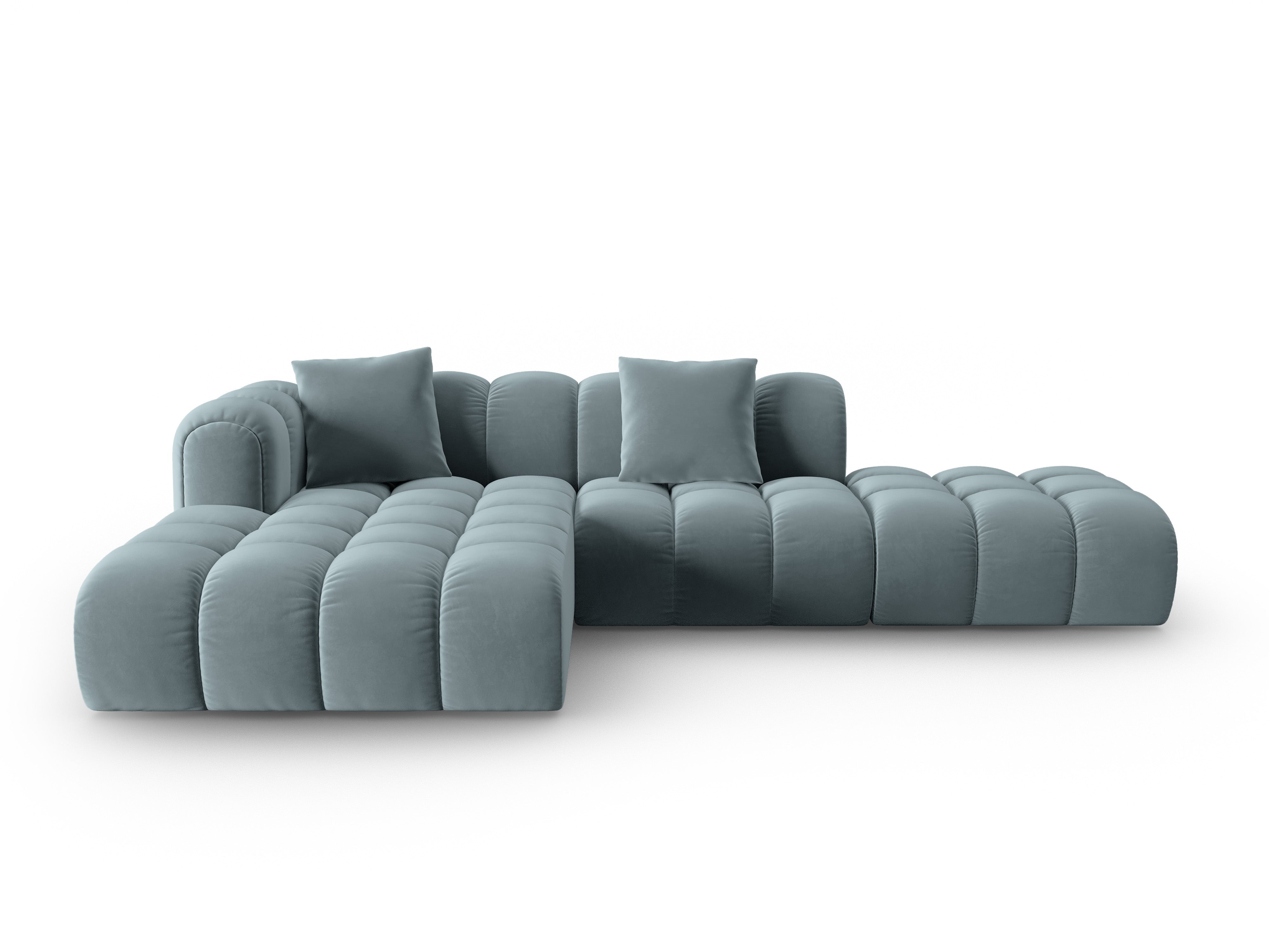 Samt-Ecksofa offen links ASTRO hellblau