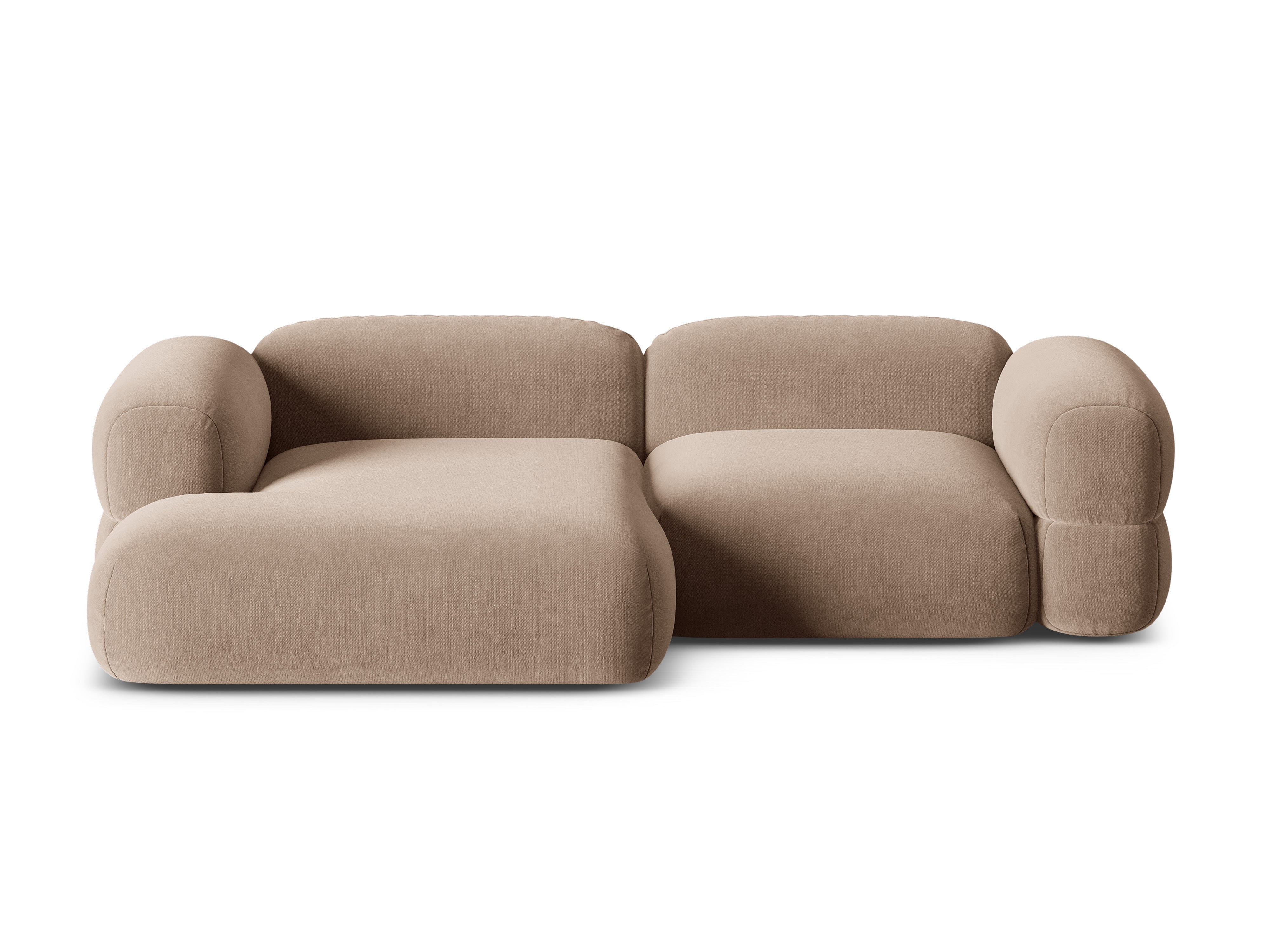 Samt-Ecksofa links ROGER dunkelbeige