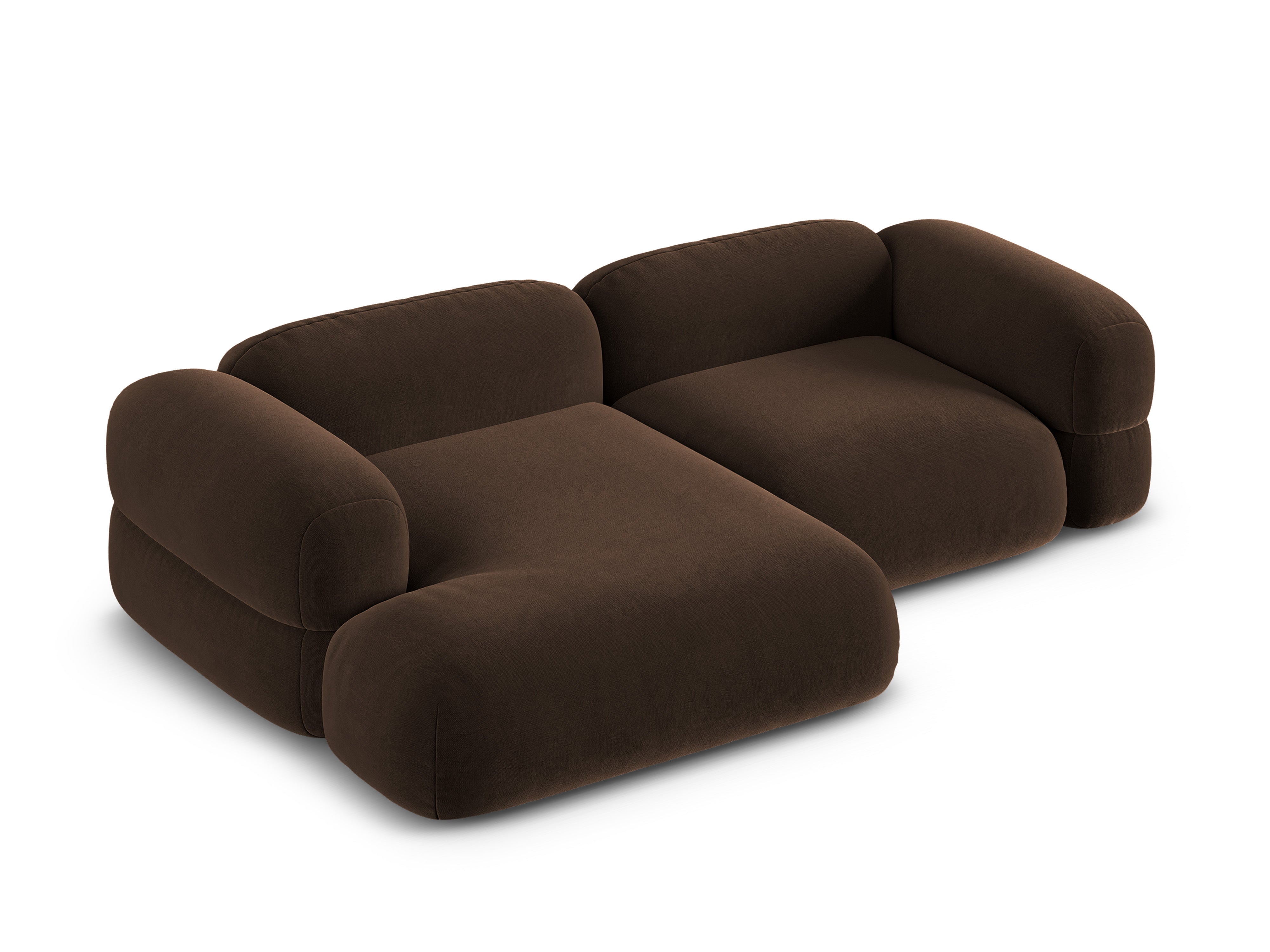 Samt-Ecksofa links ROGER schokoladenbraun