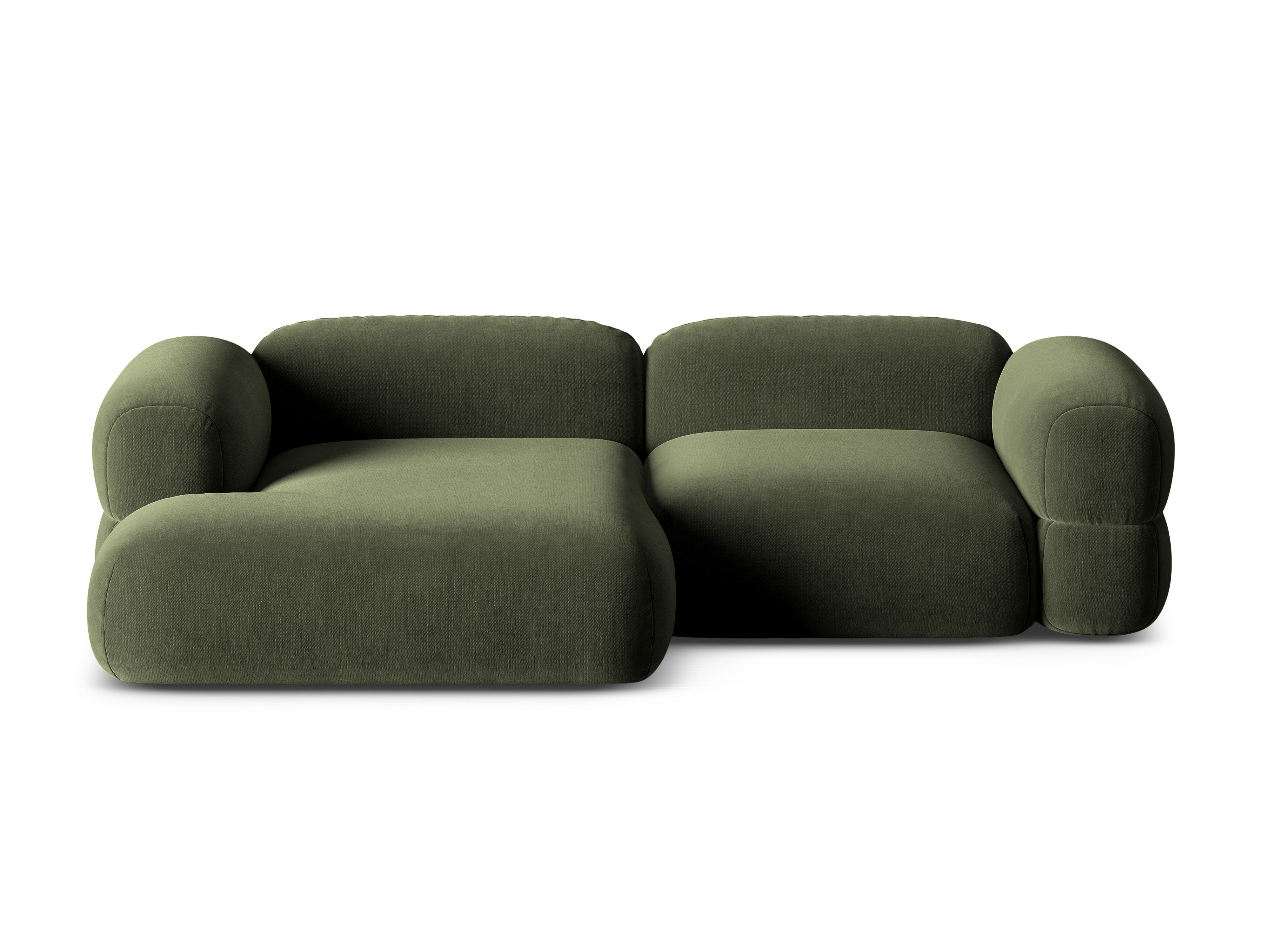 Samt-Ecksofa links ROGER olivgrün