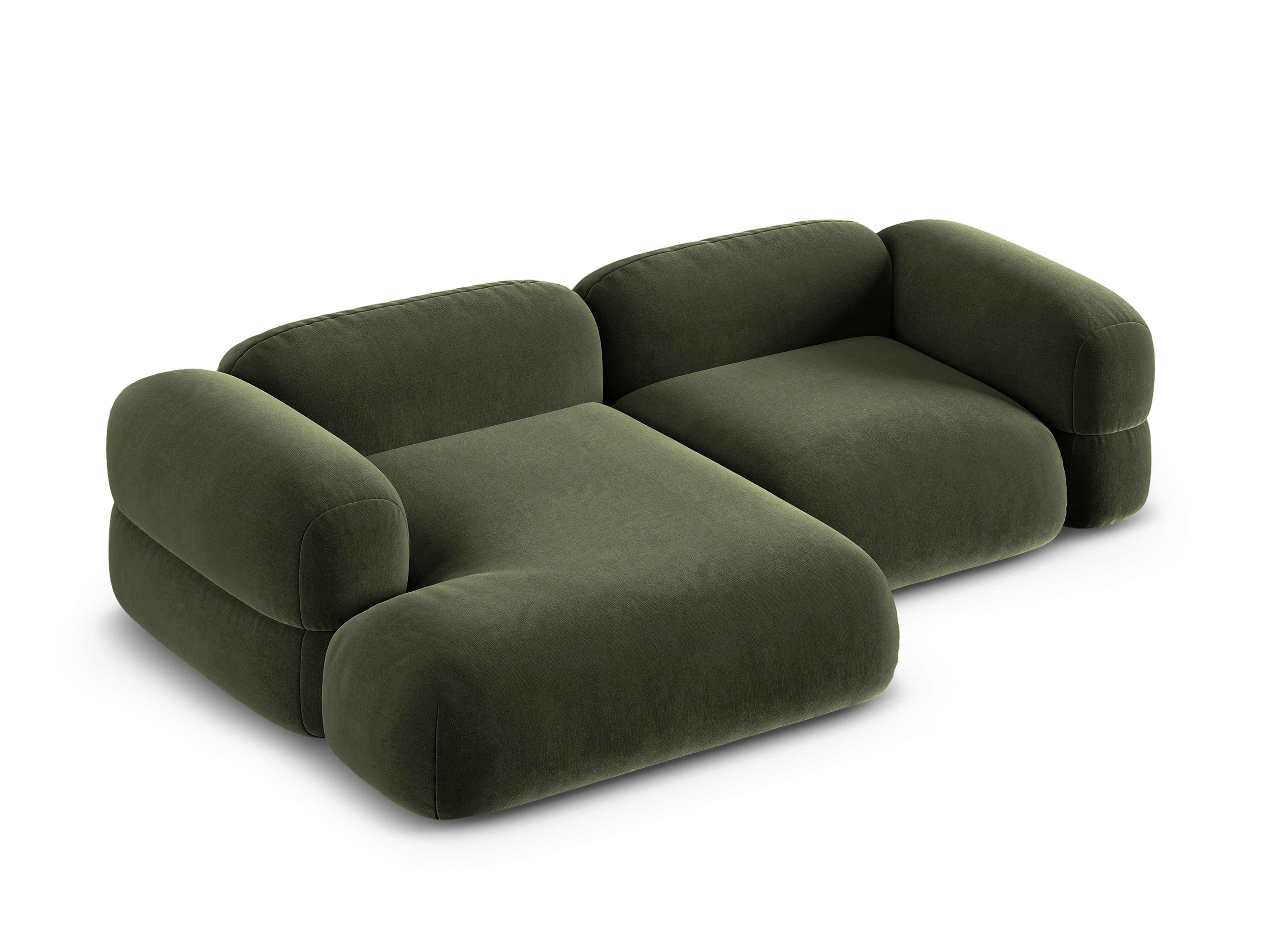 Samt-Ecksofa links ROGER olivgrün