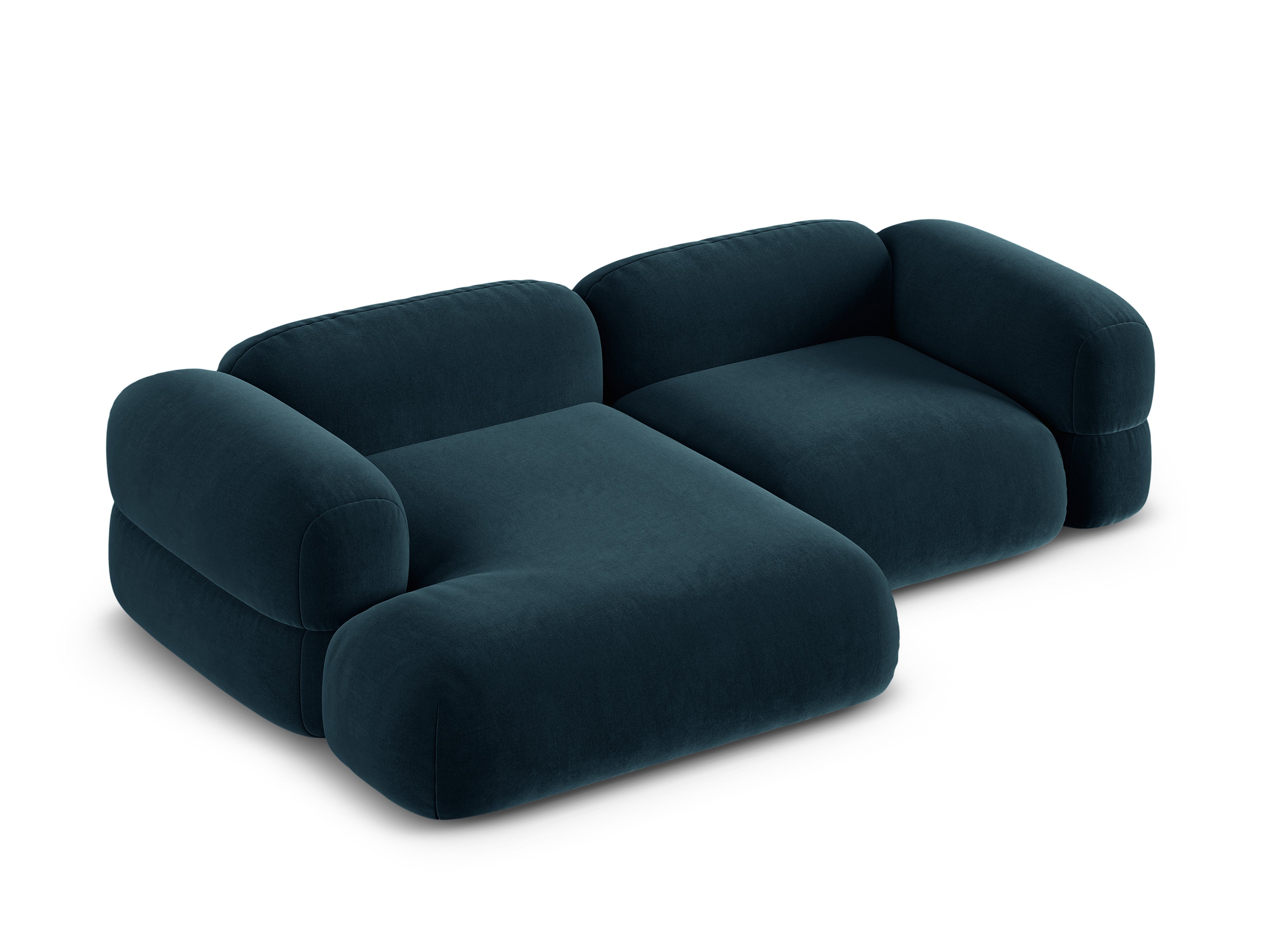 Samt-Ecksofa links ROGER petrolblau