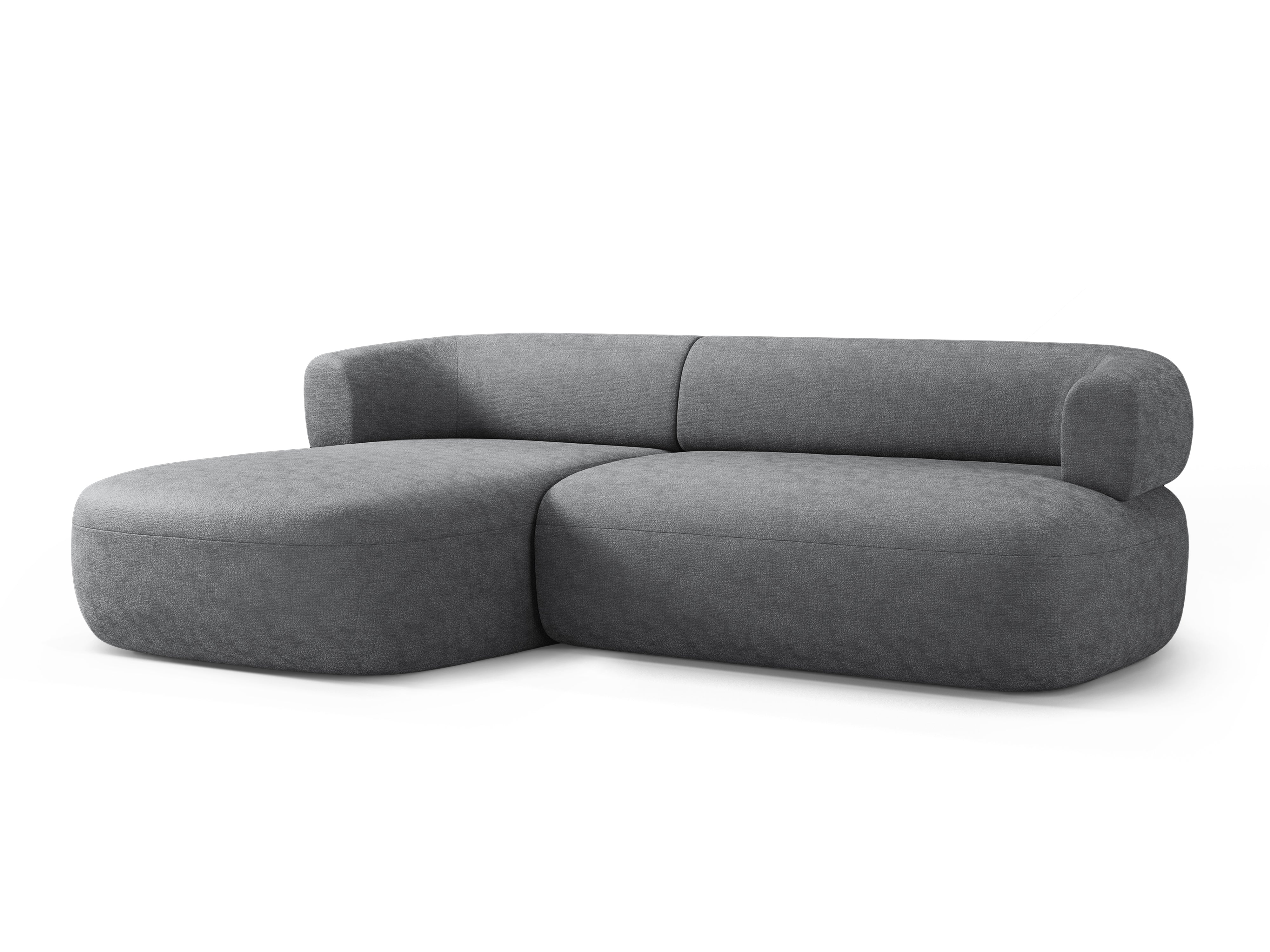 3-sitziger, linksseitiger ALDRIN Ecksofa in dunkelgrauem Chenille