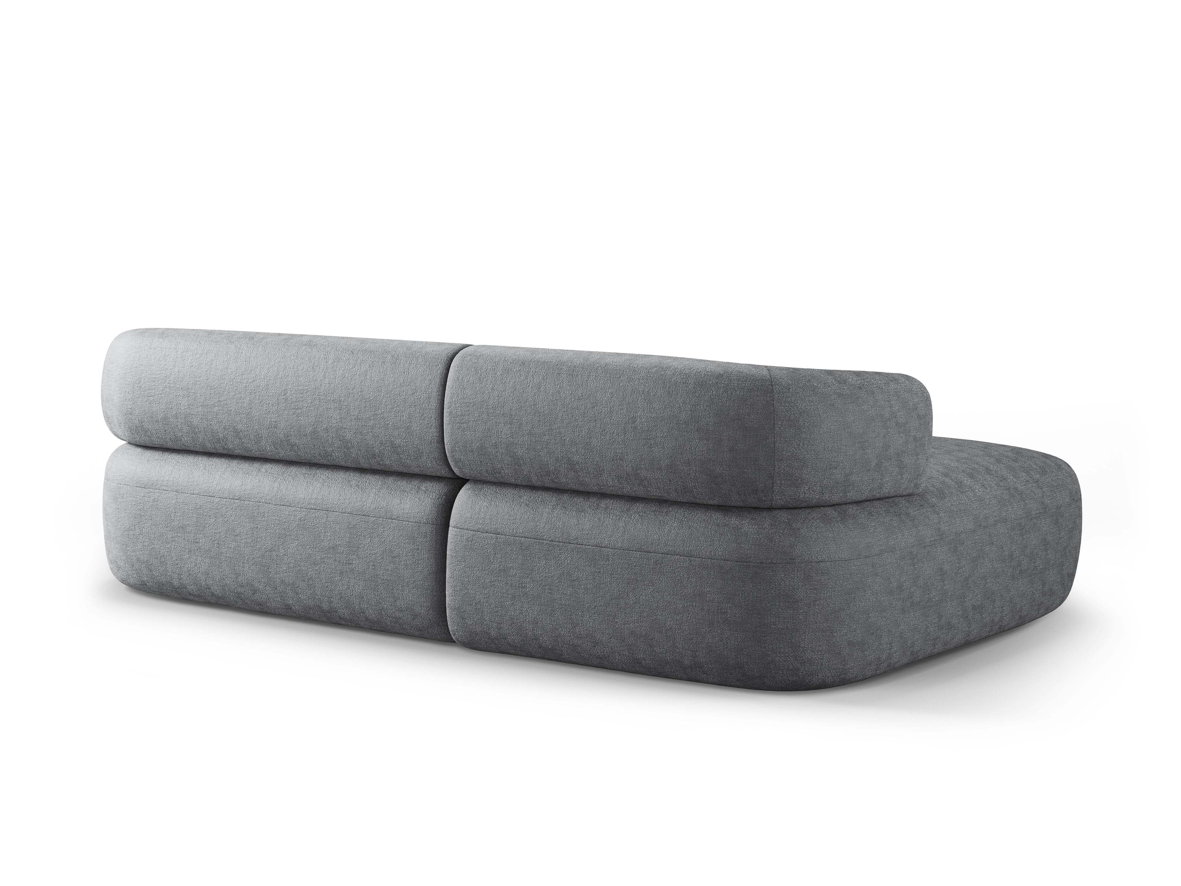 3-sitziger, linksseitiger ALDRIN Ecksofa in dunkelgrauem Chenille