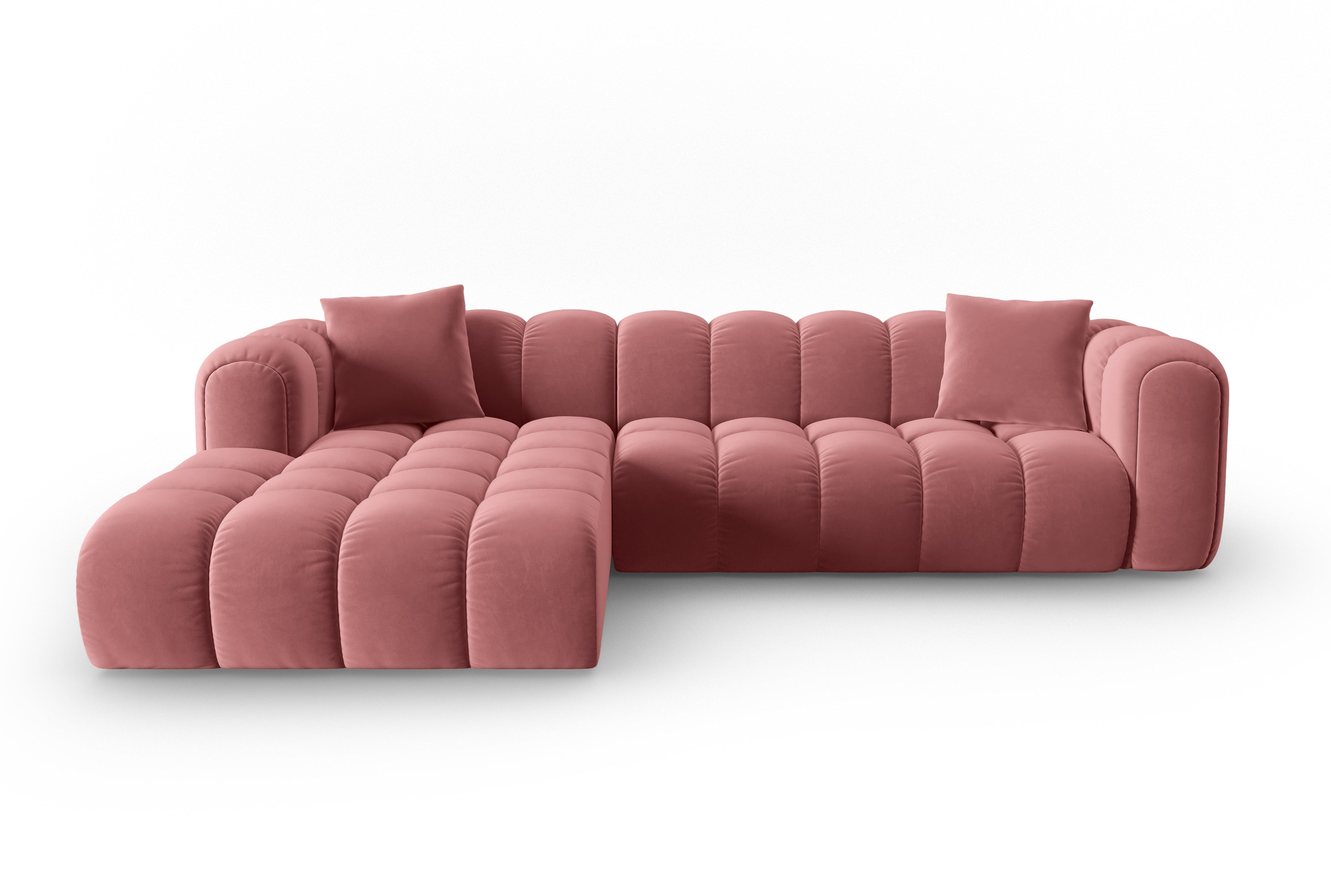 Samt-Ecksofa für 4 Personen links ASTRO rosa