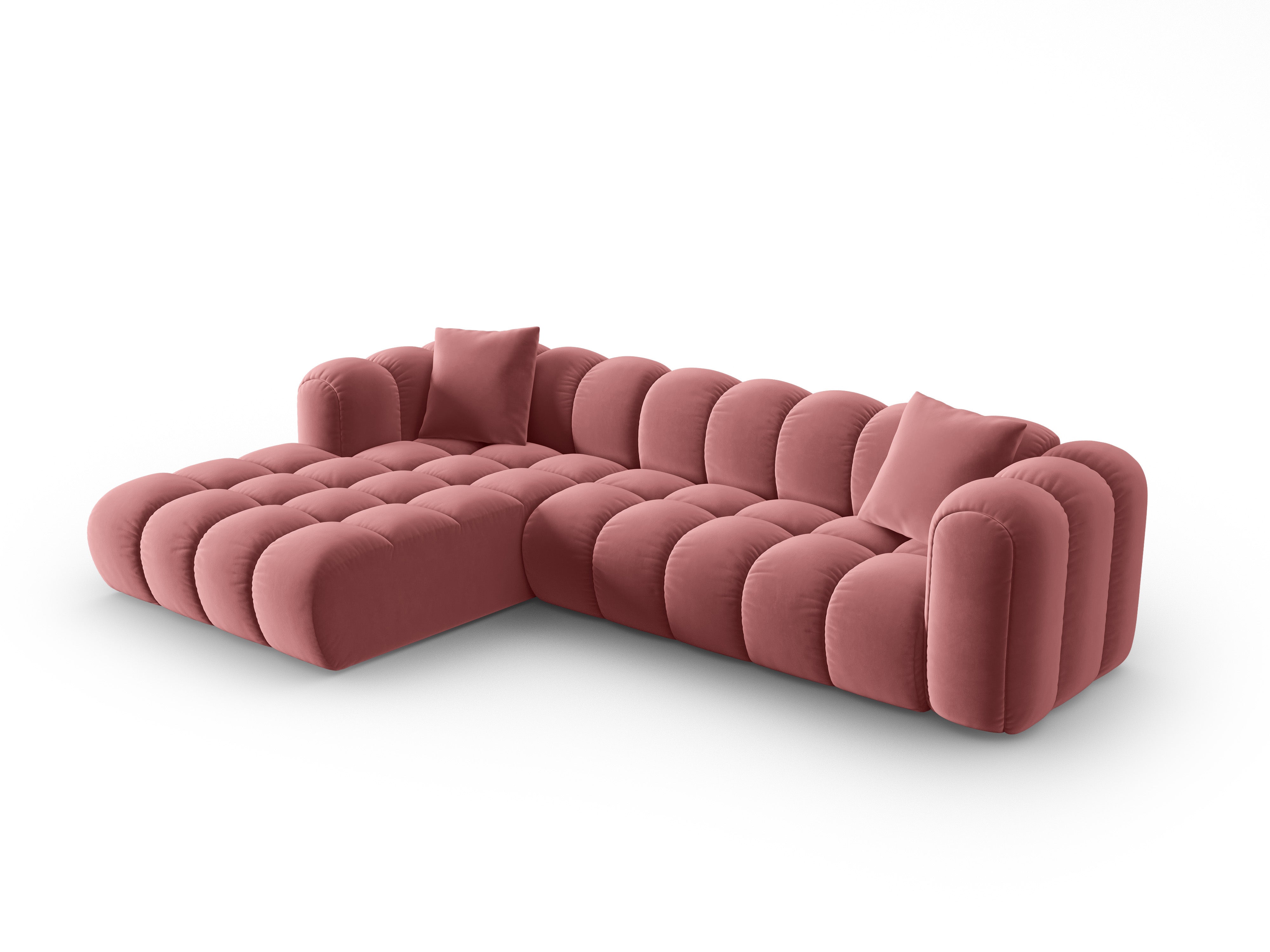 Samt-Ecksofa für 4 Personen links ASTRO rosa
