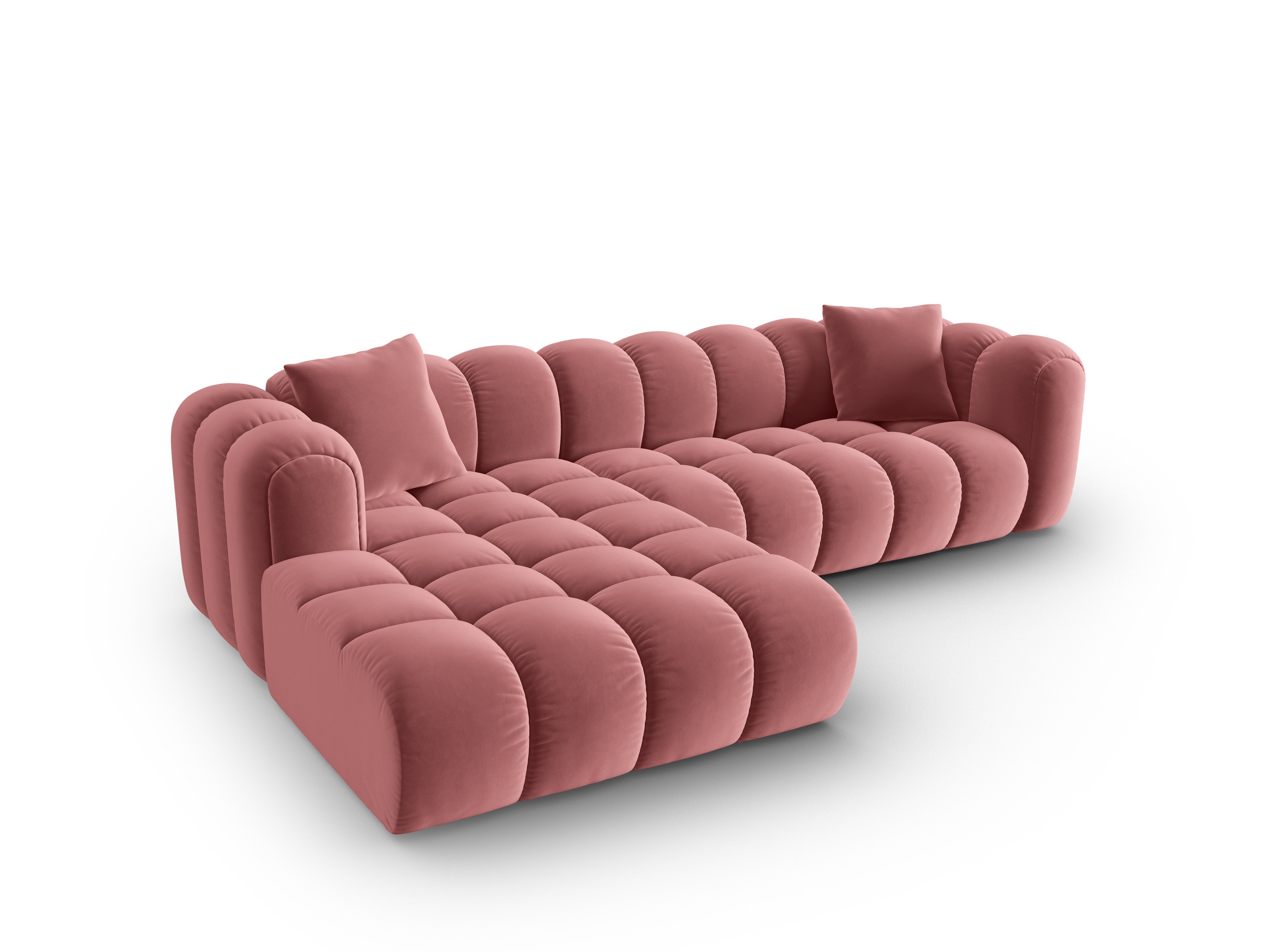 Samt-Ecksofa für 4 Personen links ASTRO rosa