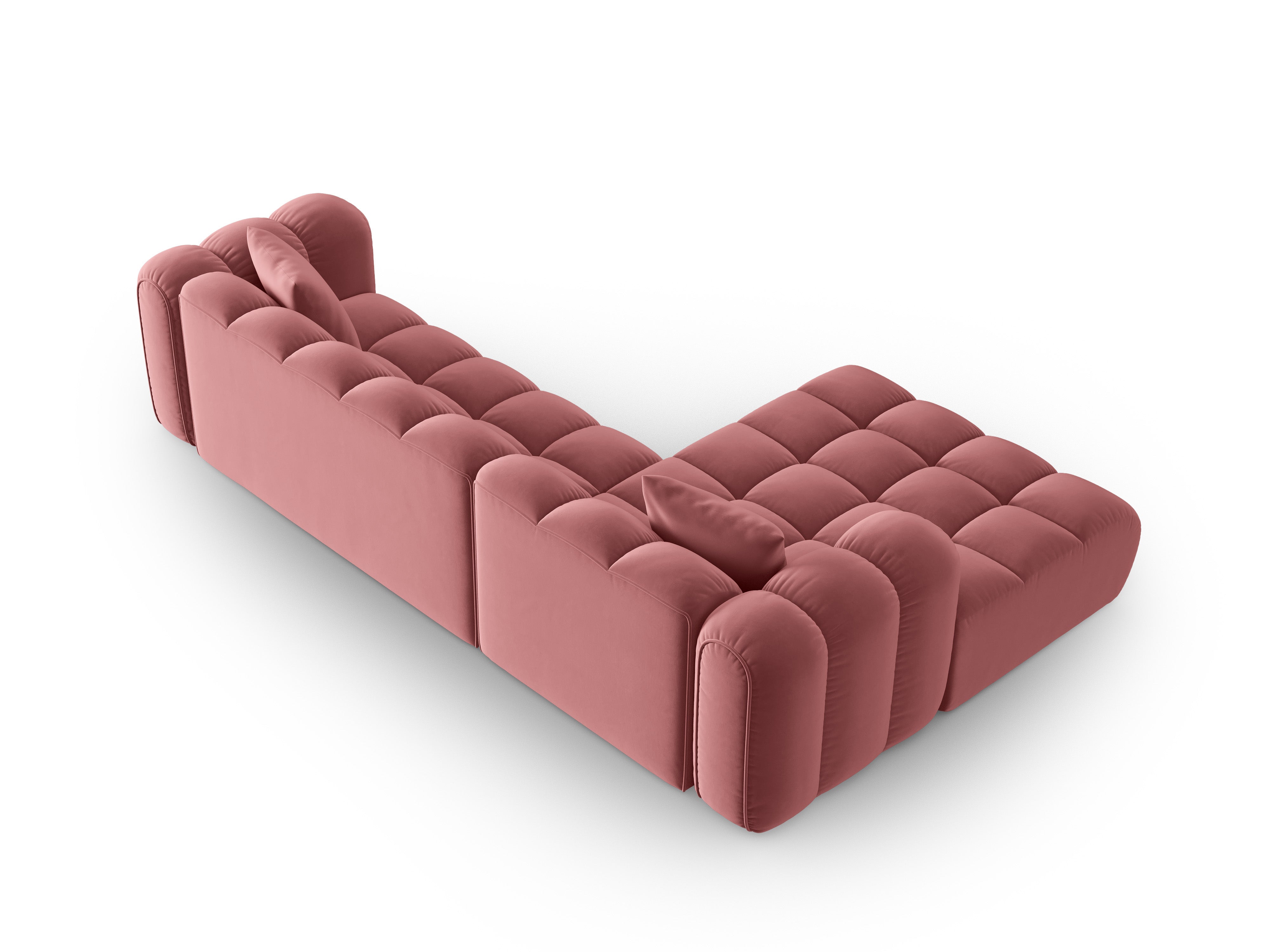 Samt-Ecksofa für 4 Personen links ASTRO rosa