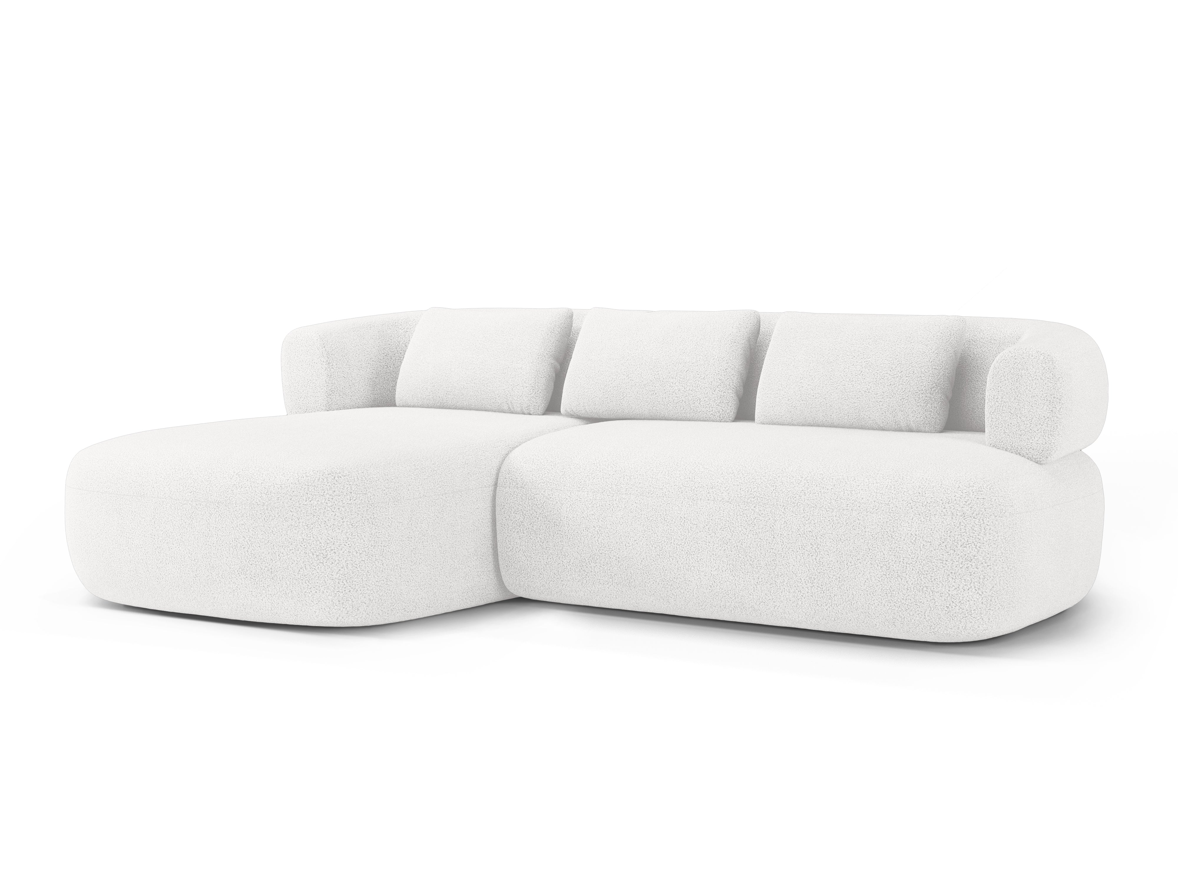 3-sitziger linker Ecksofa ALDRIN in weißem Boucle