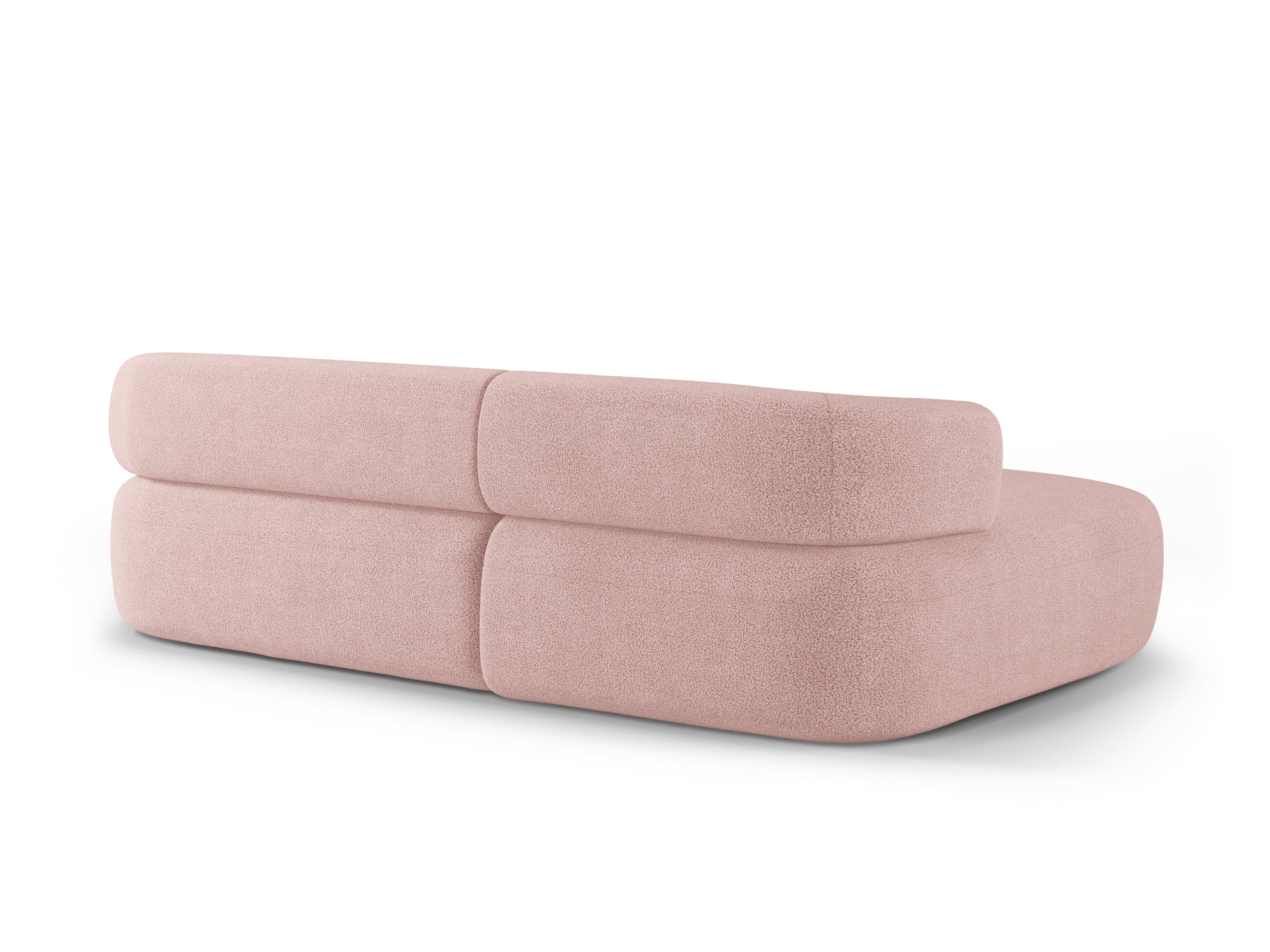 3-sitziger linker Ecksofa ALDRIN in pudrigem Rosa Boucle