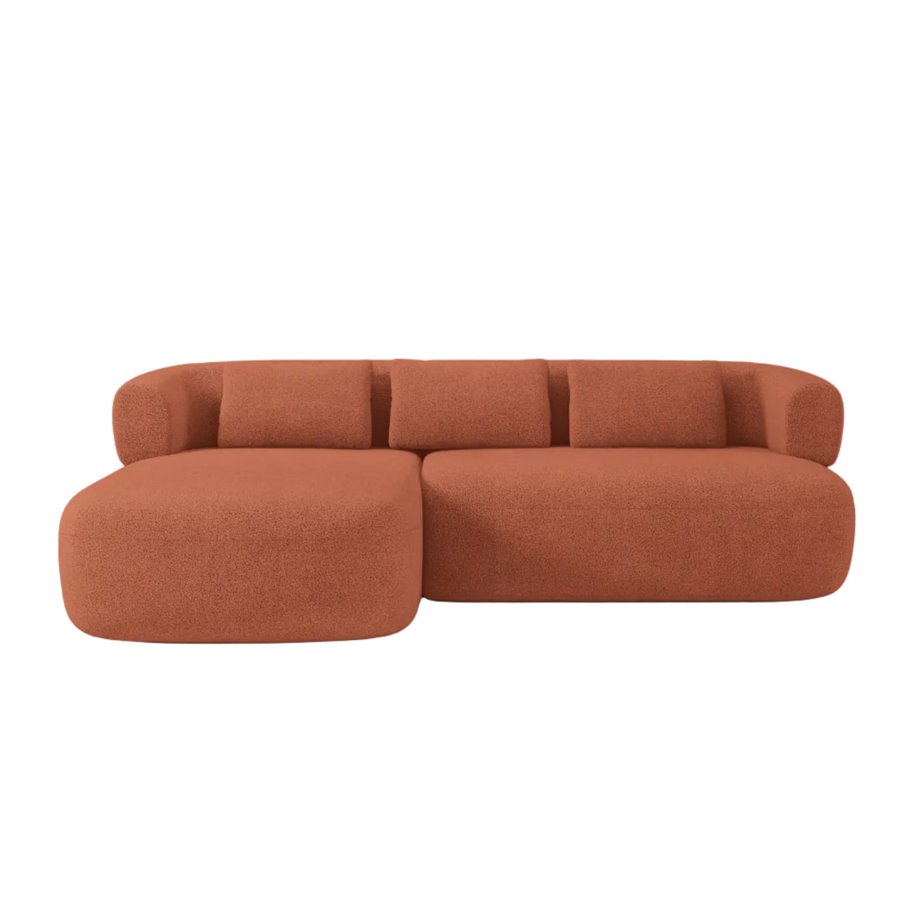 3-sitziger linker Ecksofa ALDRIN in Ziegel-Boucle