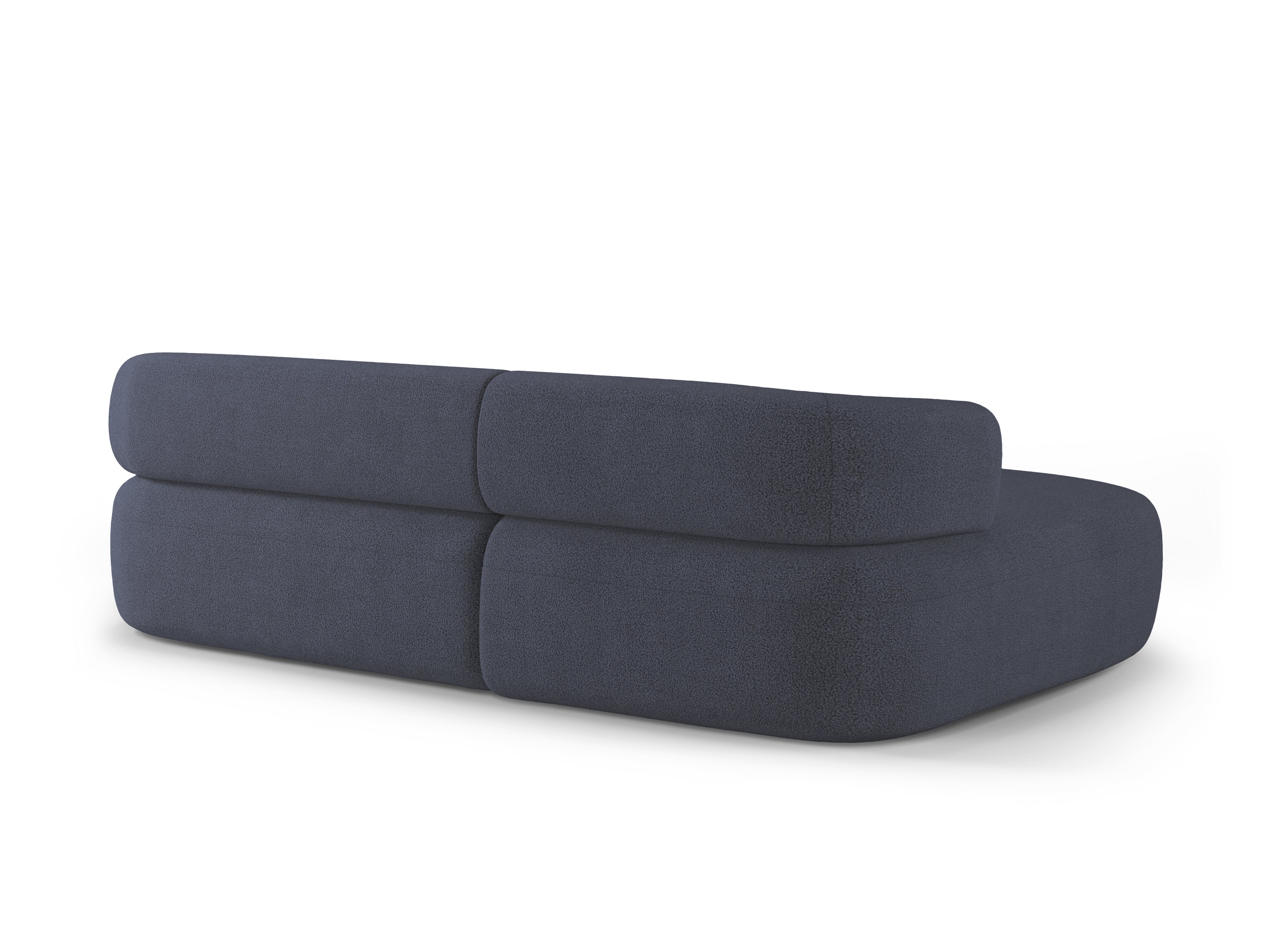 3-sitziger linker Ecksofa ALDRIN in marineblauem Boucle