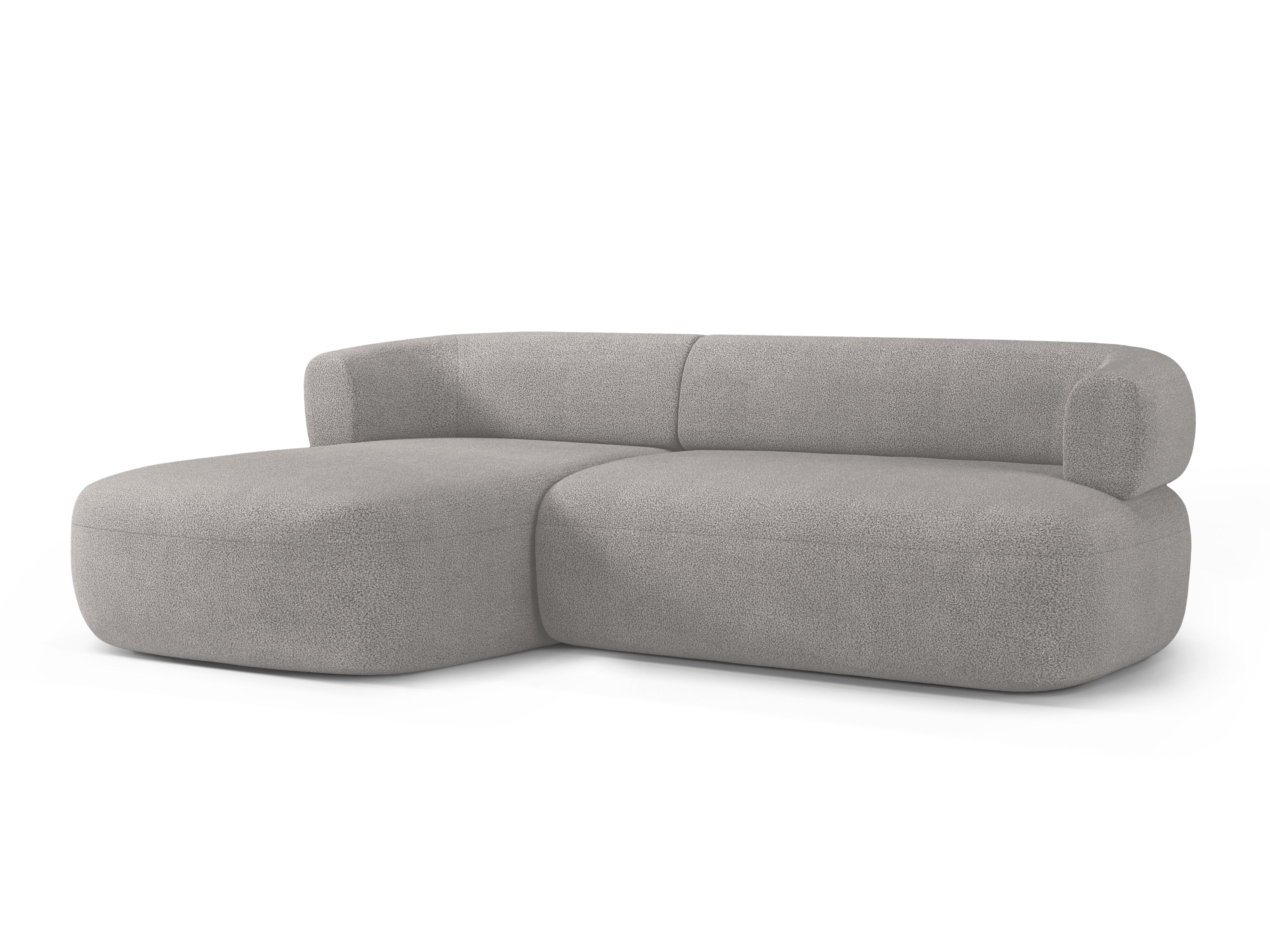 3-sitziger linker Ecksofa ALDRIN in hellgrauem Boucle