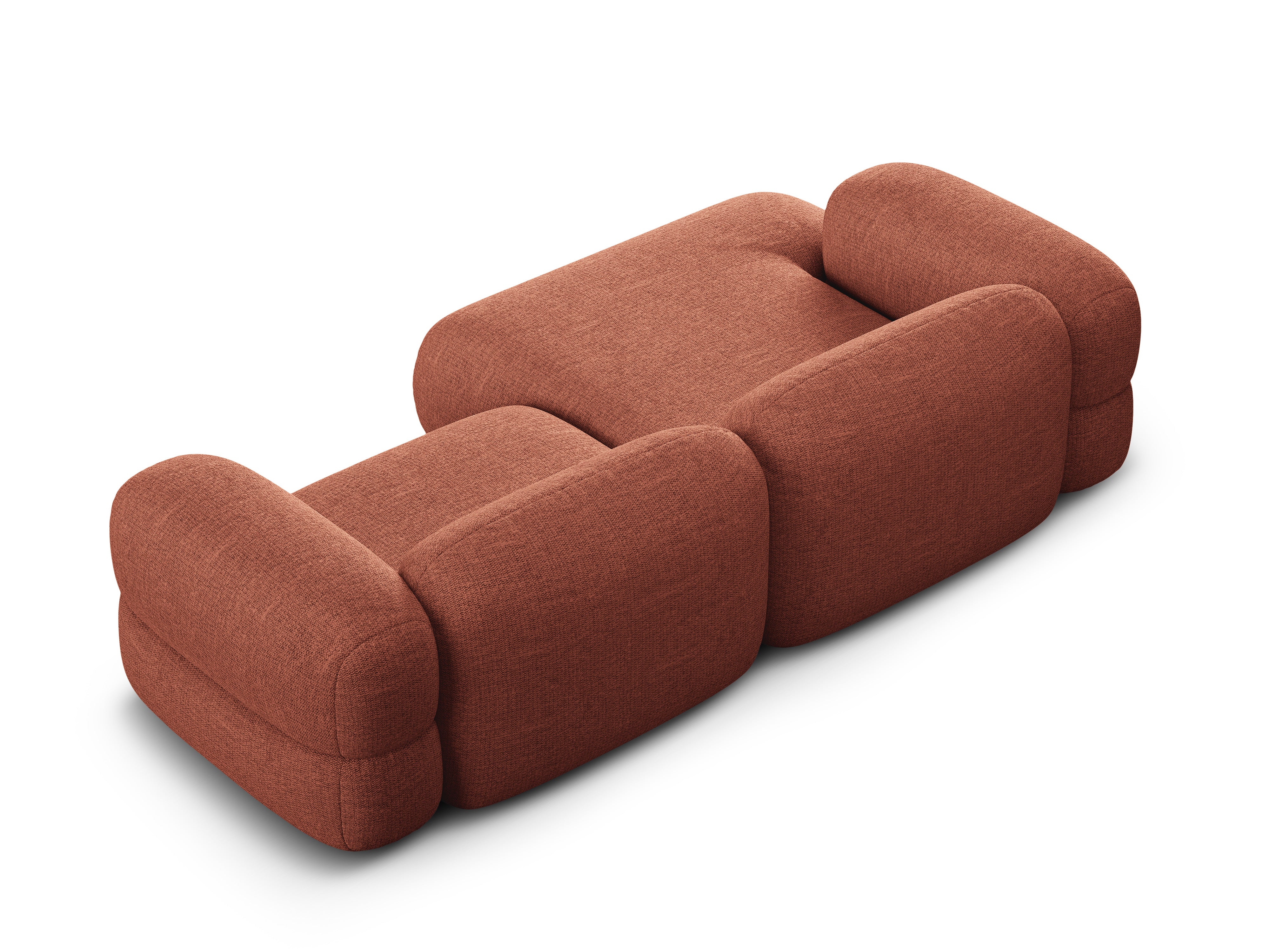 Linksseitige Eckcouch ROGER korallenfarbener Chenille