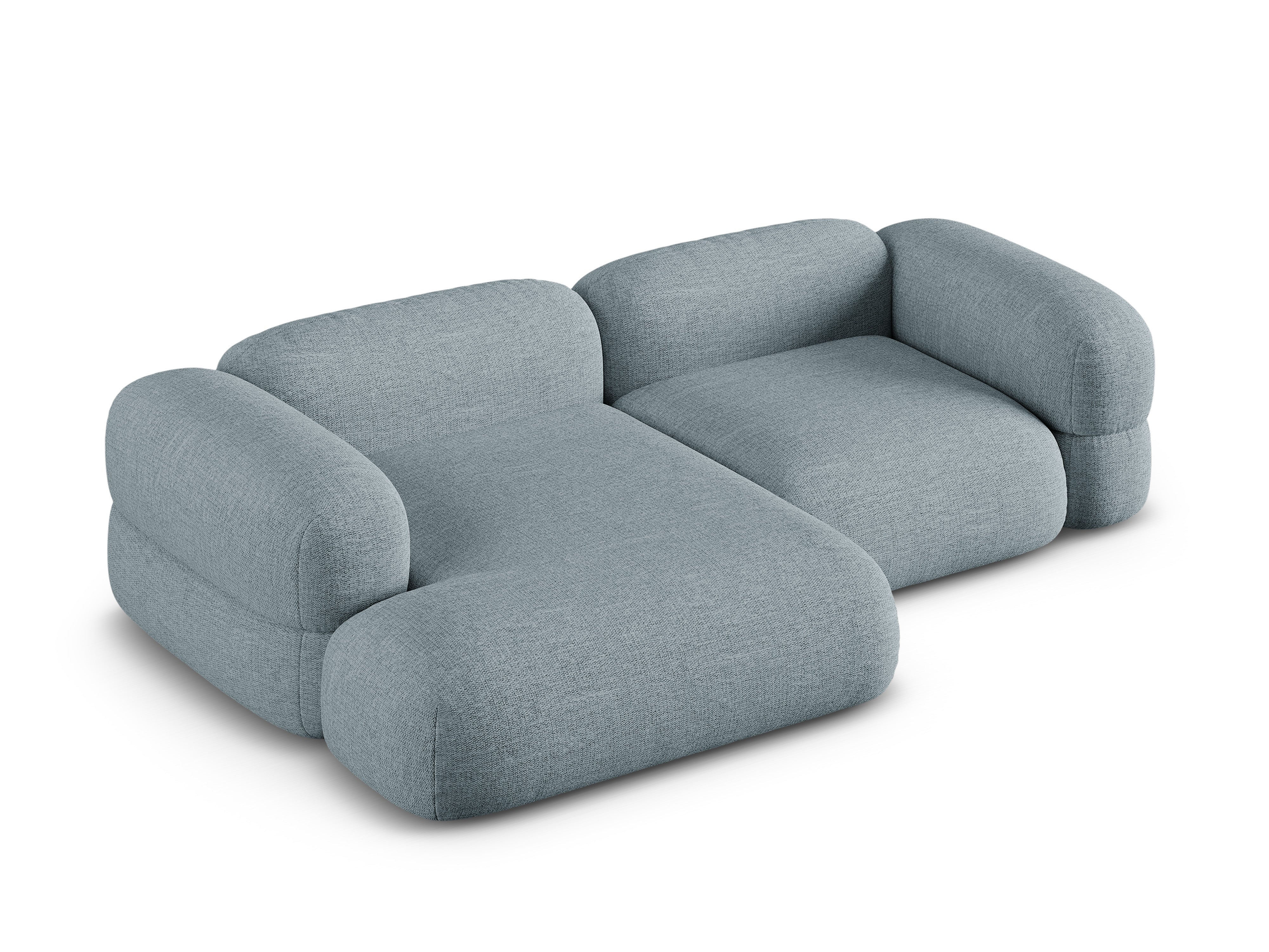 Linksseitige Eckcouch ROGER in himmelblauem Chenille