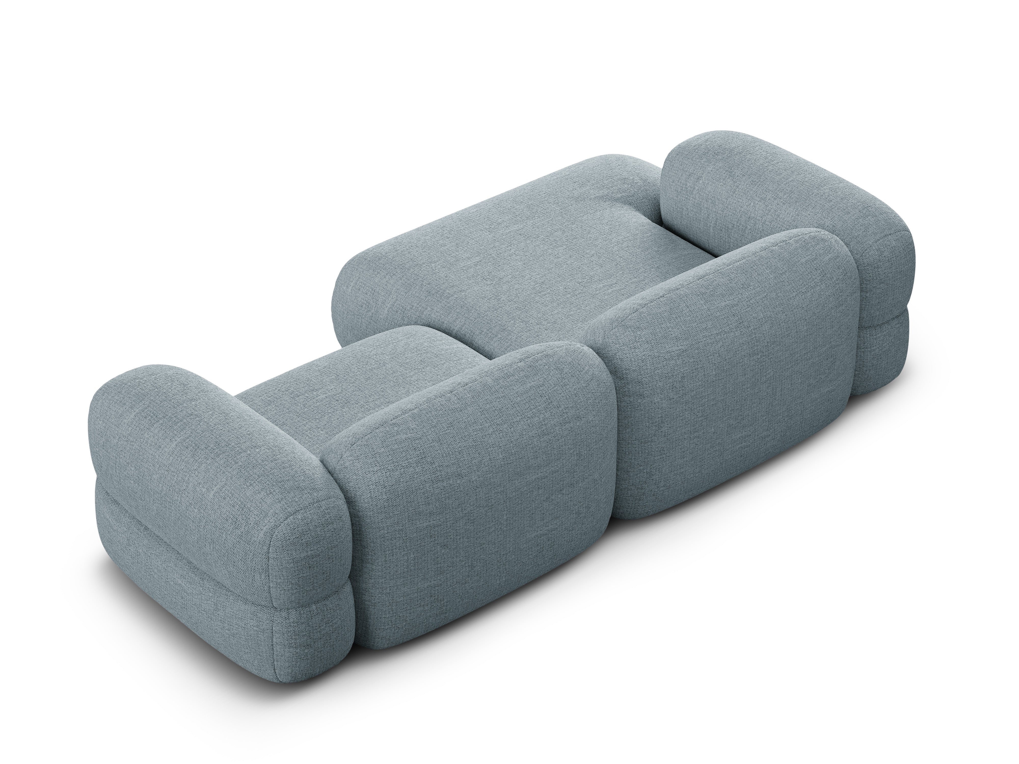 Linksseitige Eckcouch ROGER in himmelblauem Chenille