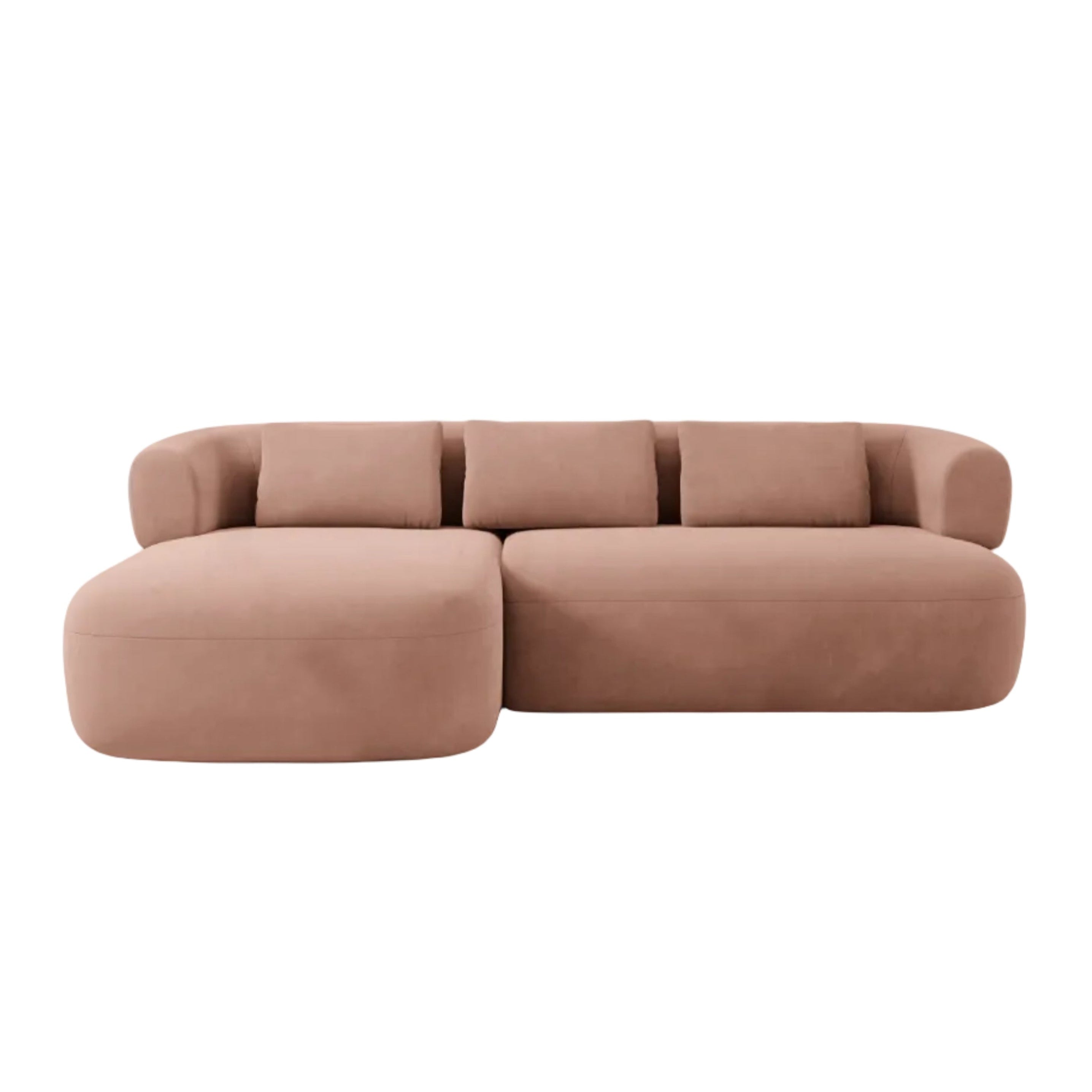 Samt-Ecksofa für 3 Personen, linksseitig, ALDRIN in Rosa