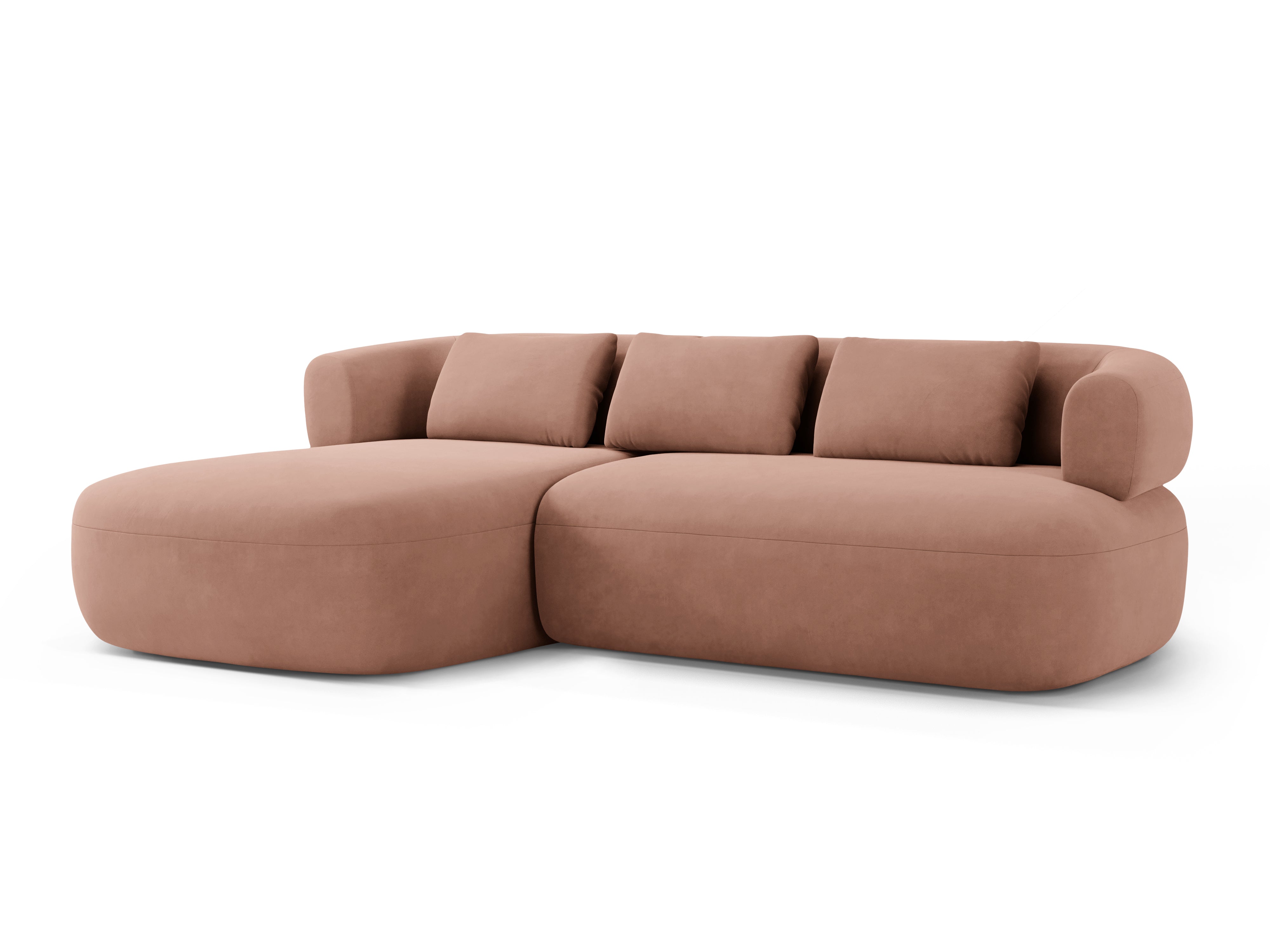Samt-Ecksofa für 3 Personen, linksseitig, ALDRIN in Rosa