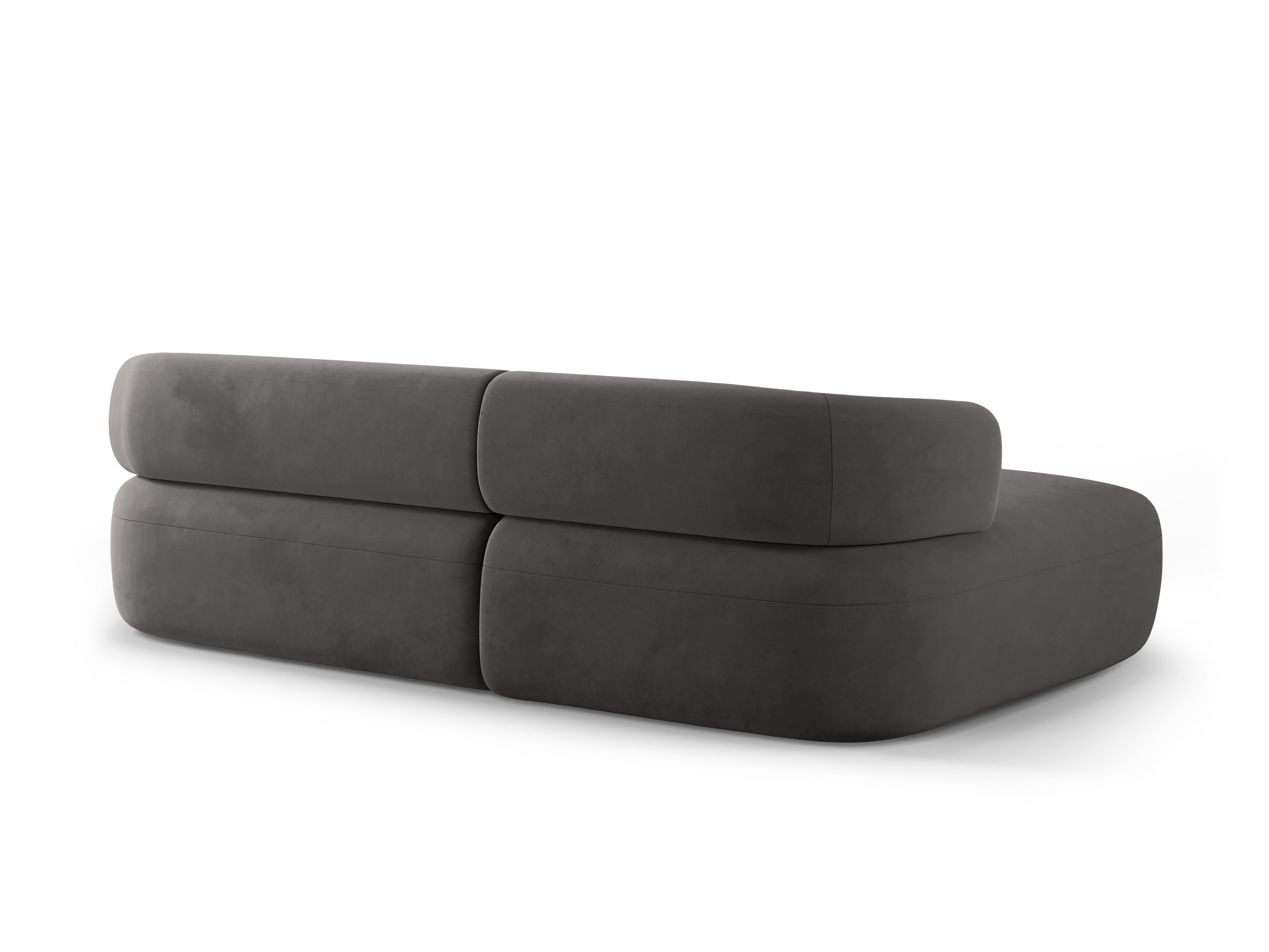 Samt-Ecksofa für 3 Personen, linksseitig, ALDRIN in Dunkelgrau