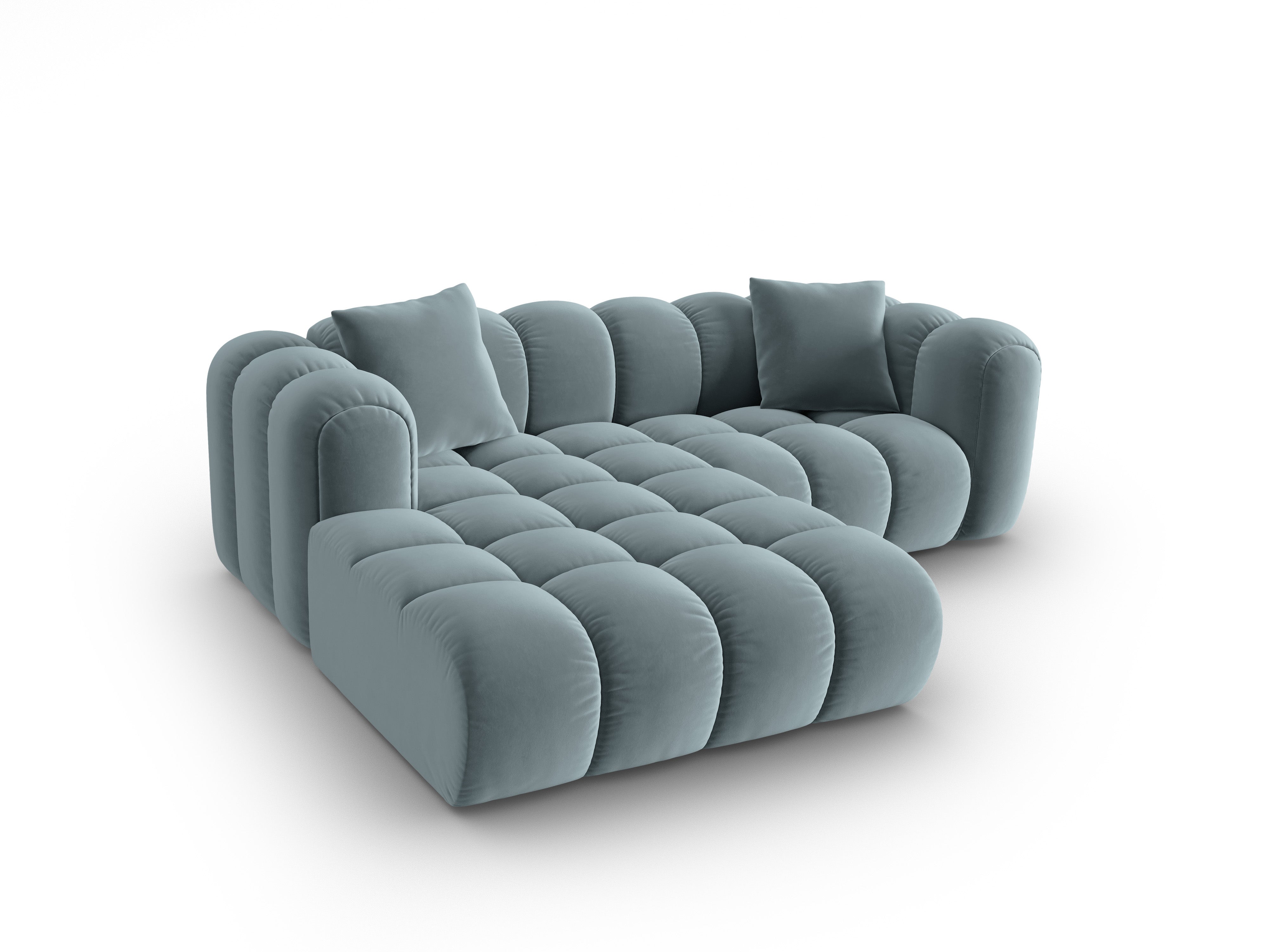Velvet corner sofa for 3 people, left-sided, ASTRO light blue