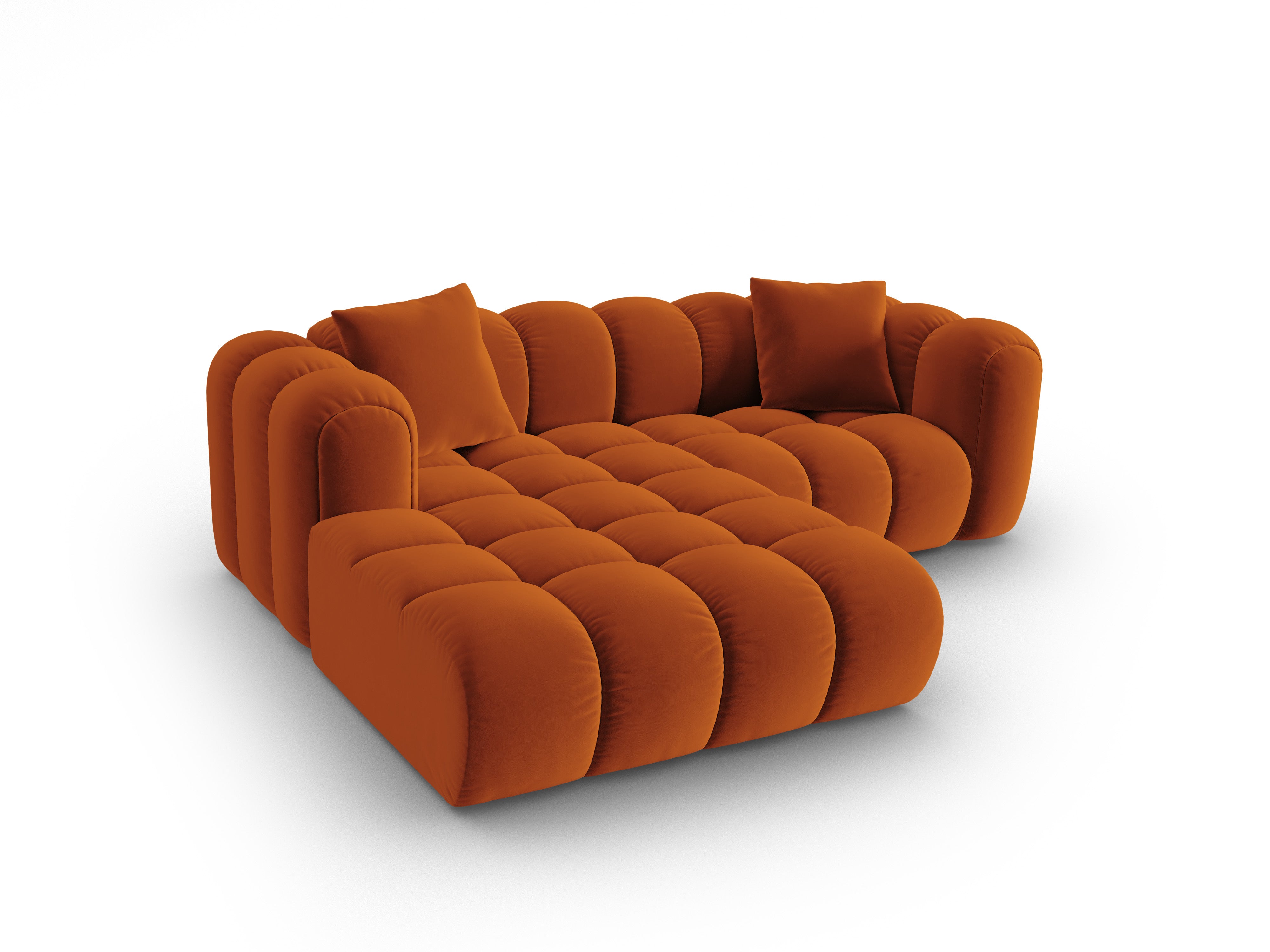 Velvet corner sofa for 3 people, left-sided ASTRO in rust