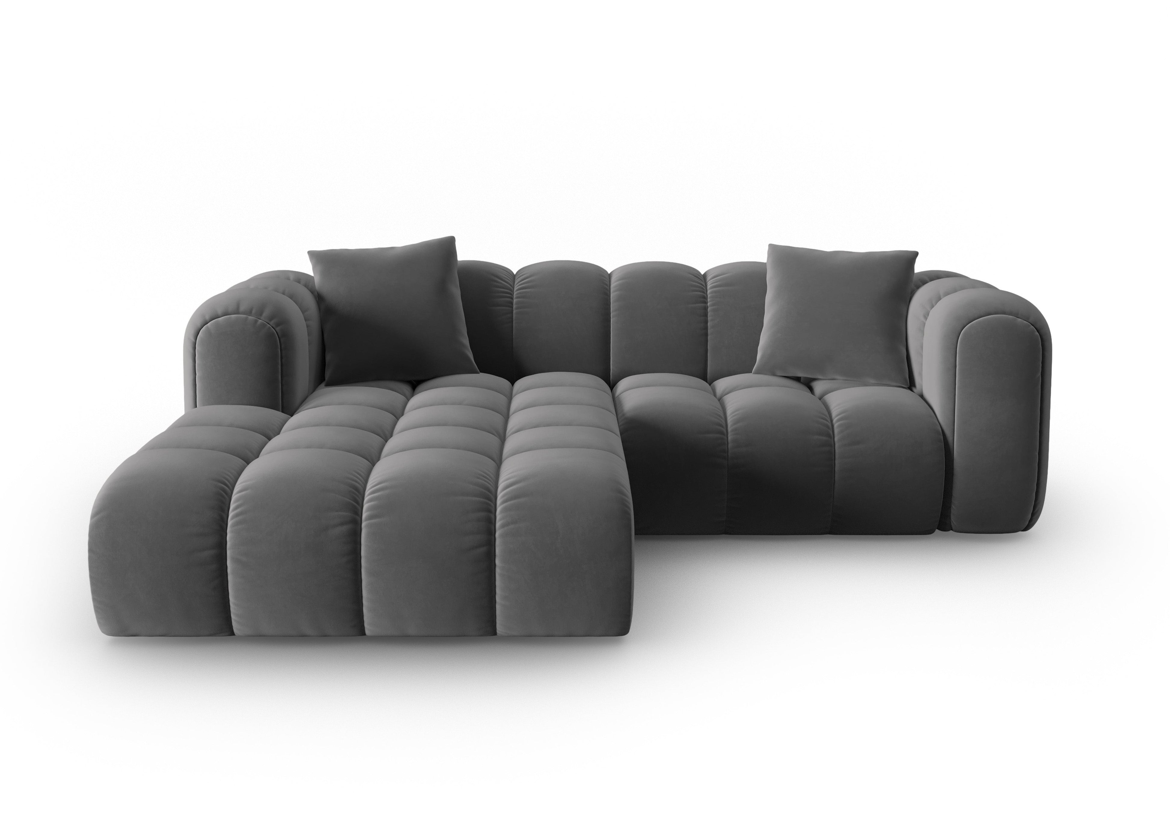 Left-facing 3-seater velvet corner sofa ASTRO gray