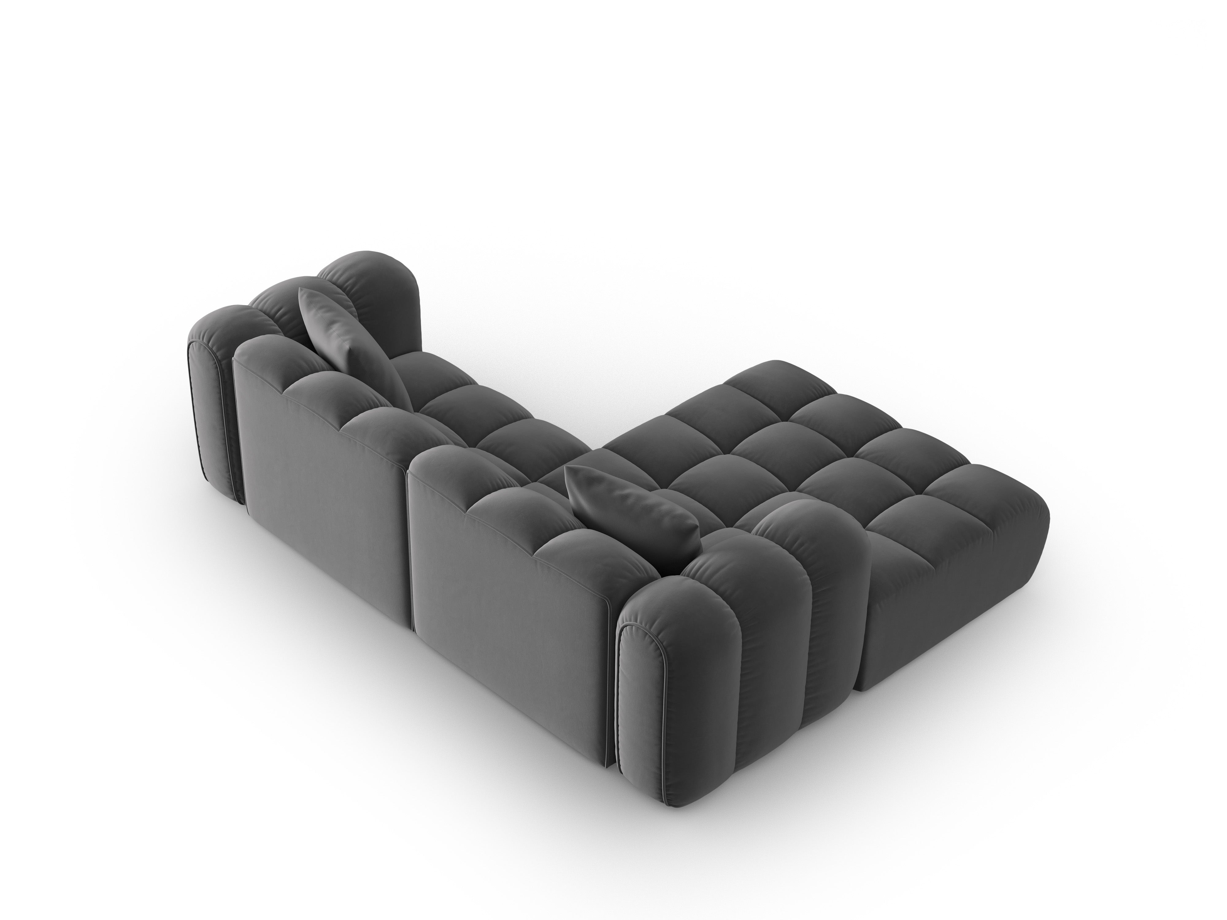 Left-facing 3-seater velvet corner sofa ASTRO gray