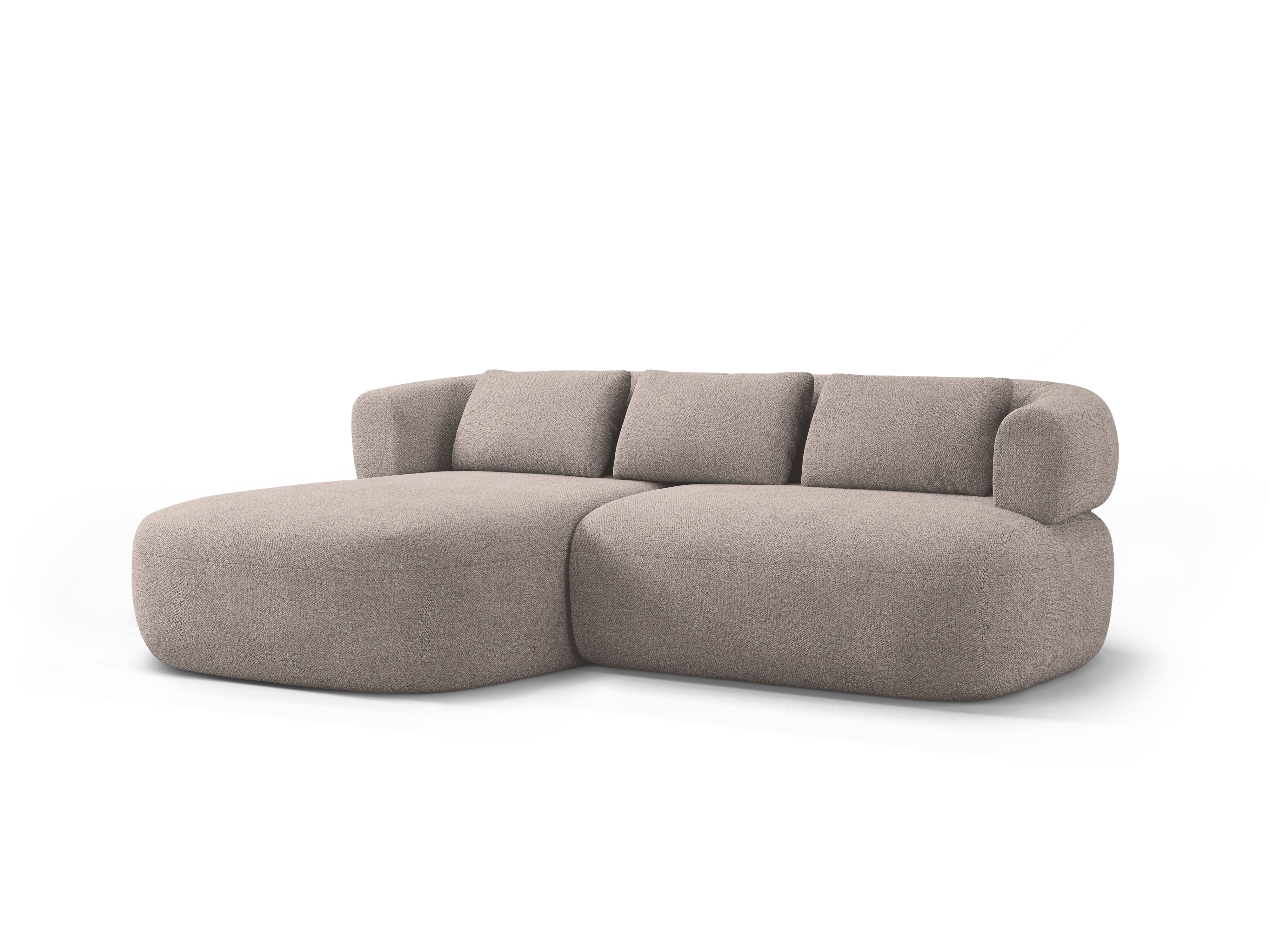 Zweisitzer-Ecksofa links ALDRIN in hellbraunem Boucle