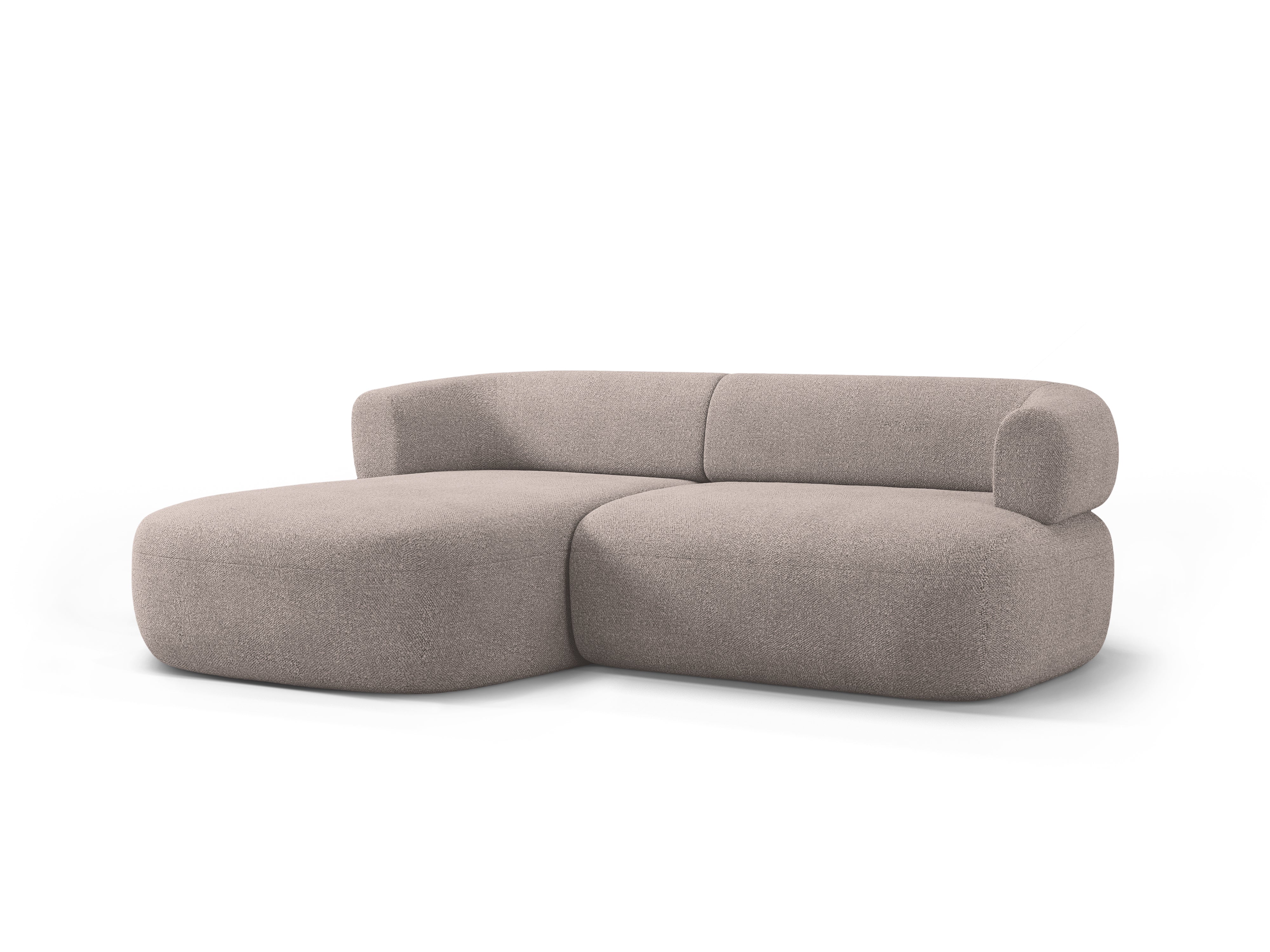 Zweisitzer-Ecksofa links ALDRIN in hellbraunem Boucle