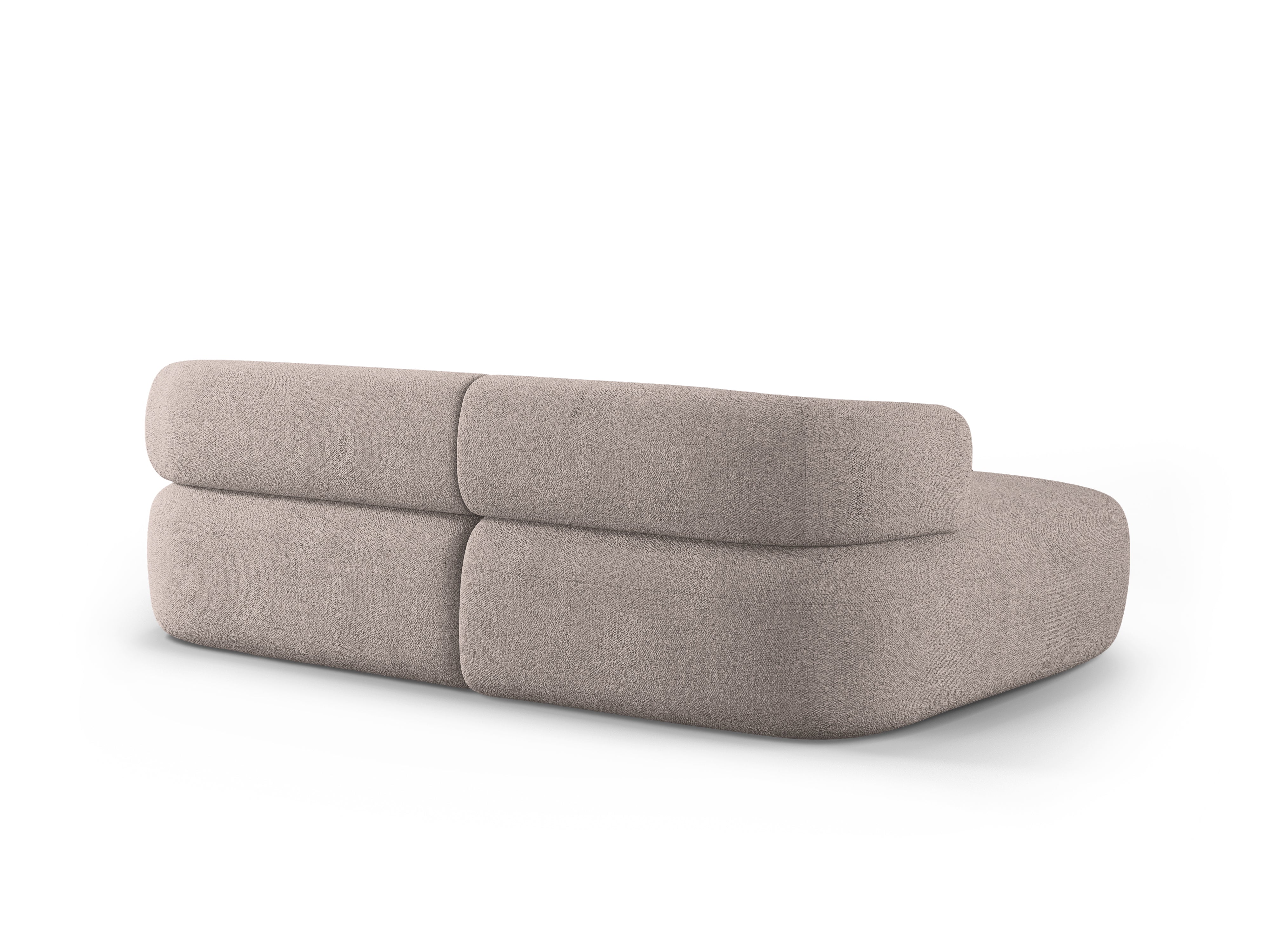 Zweisitzer-Ecksofa links ALDRIN in hellbraunem Boucle