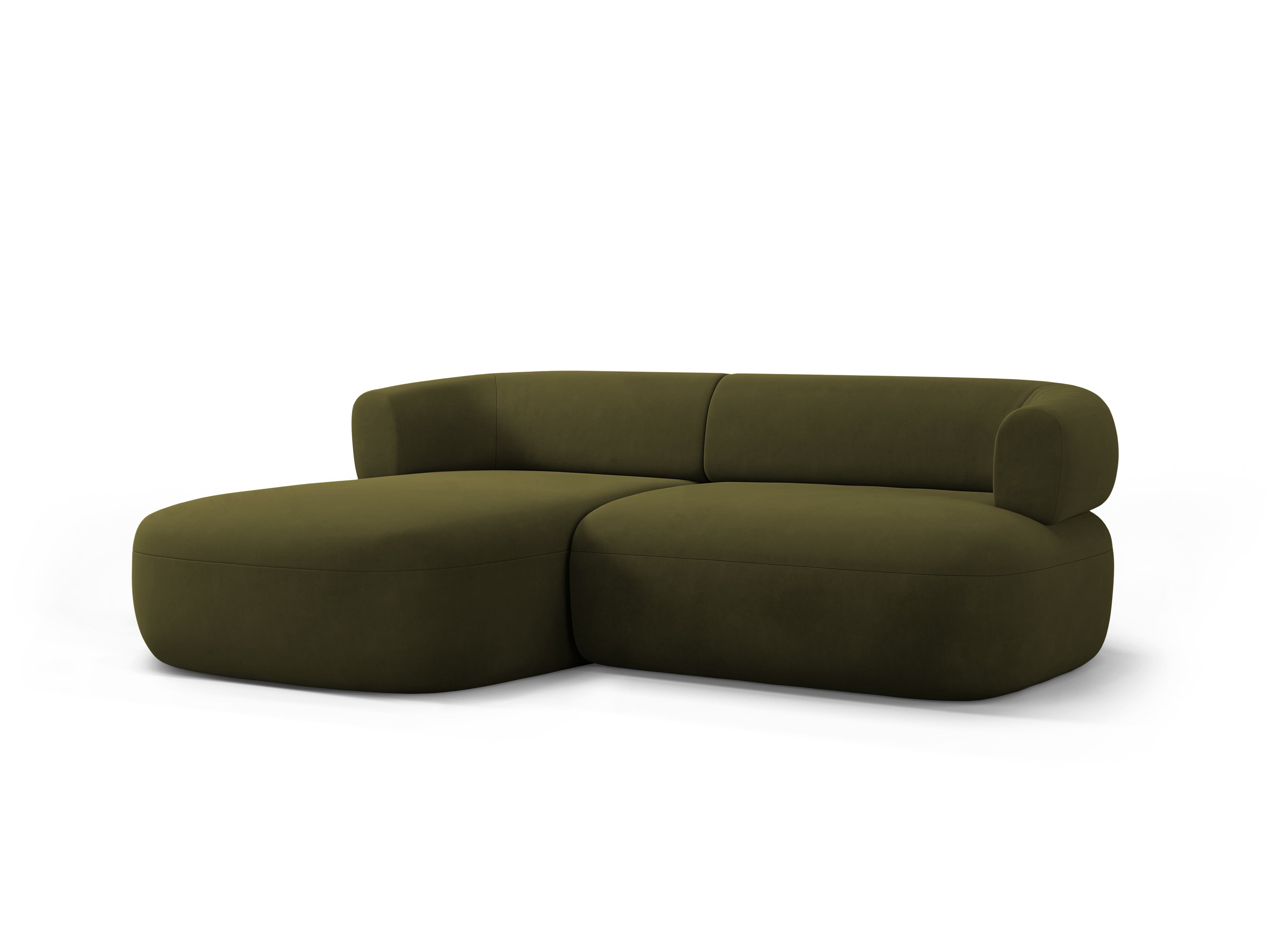 Samt-Ecksofa für 2 Personen, linksseitig, ALDRIN in Grün