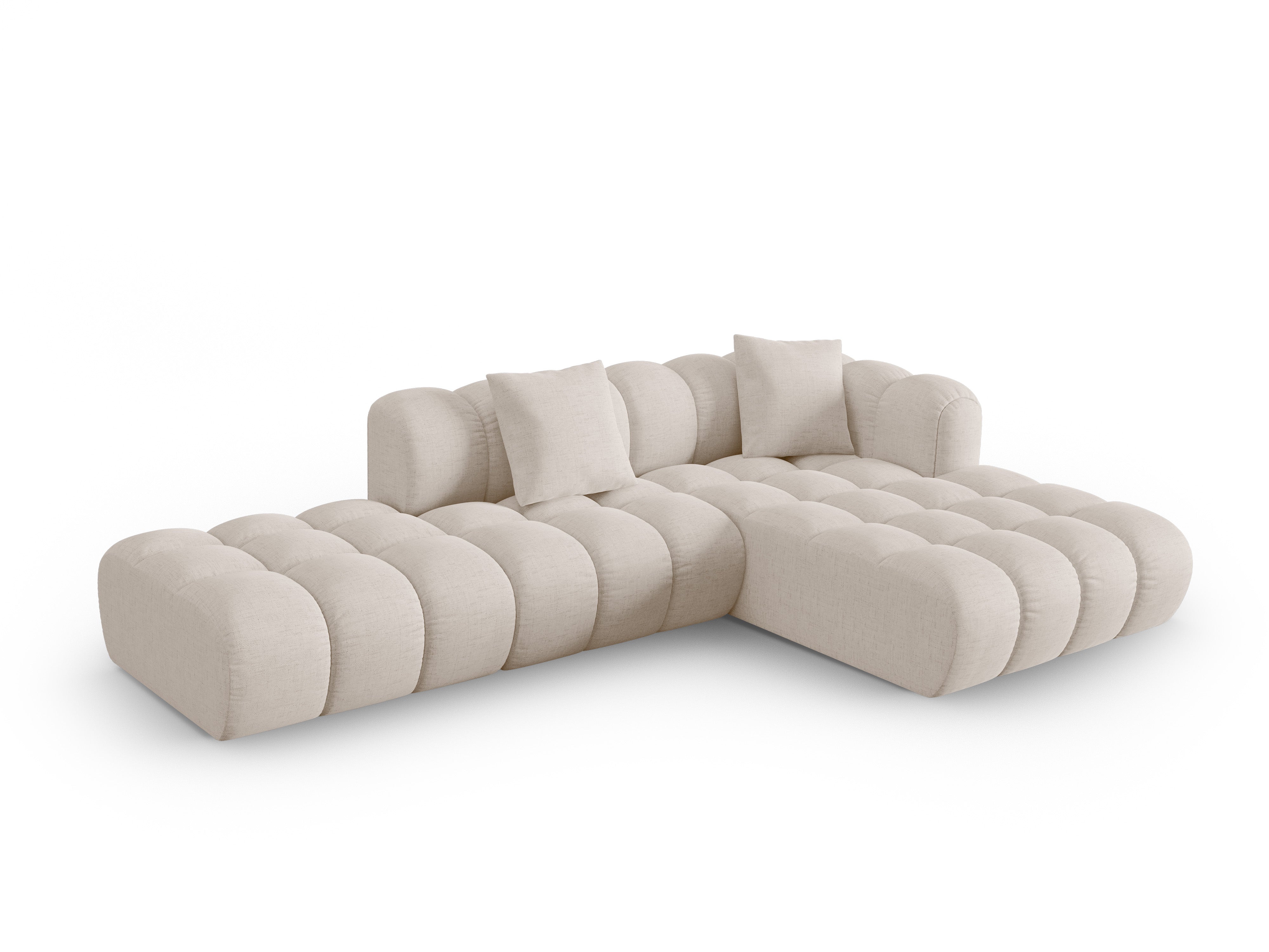 Right-facing open corner sofa ASTRO beige chenille
