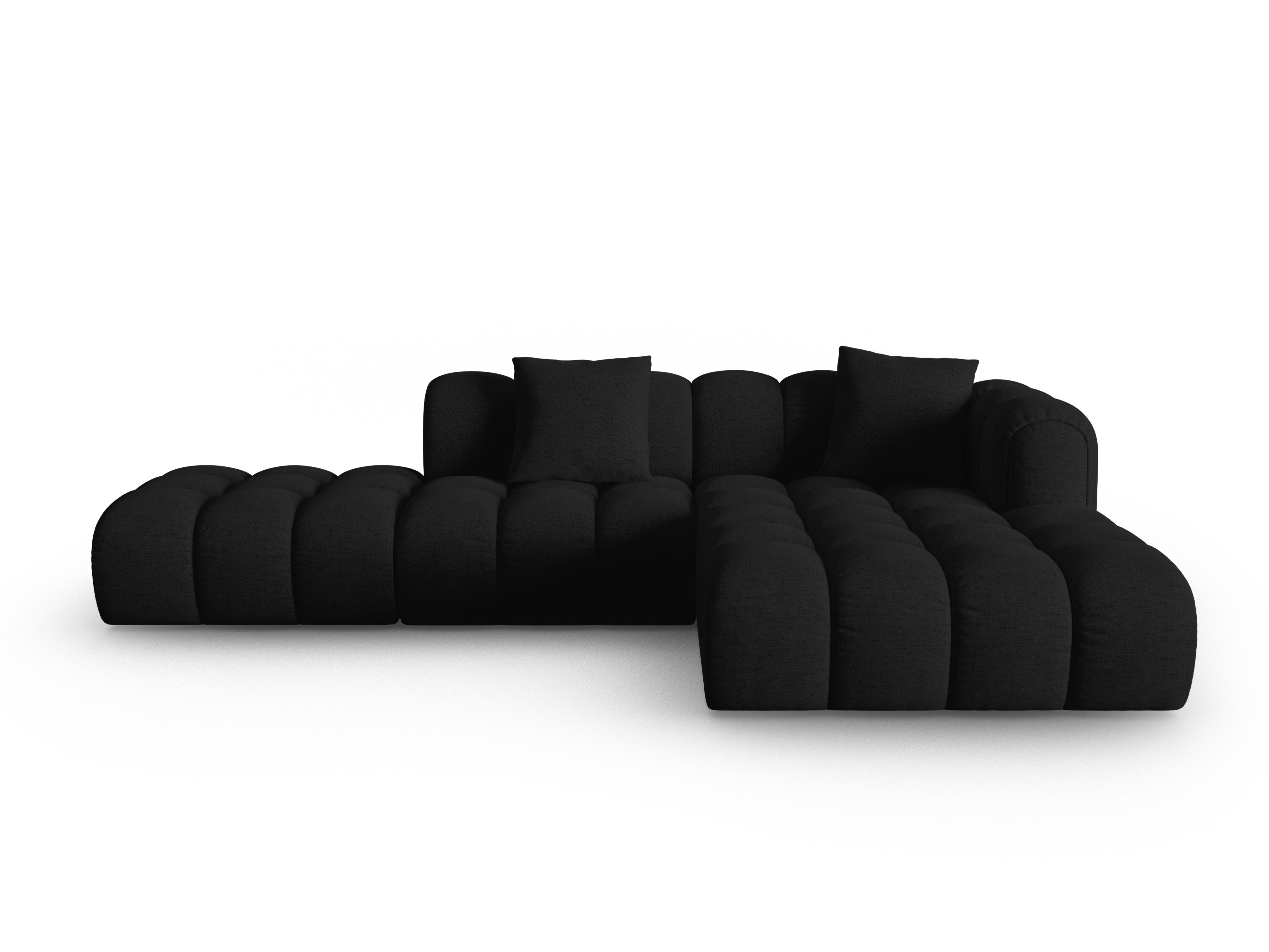 Right-facing open corner sofa ASTRO black chenille