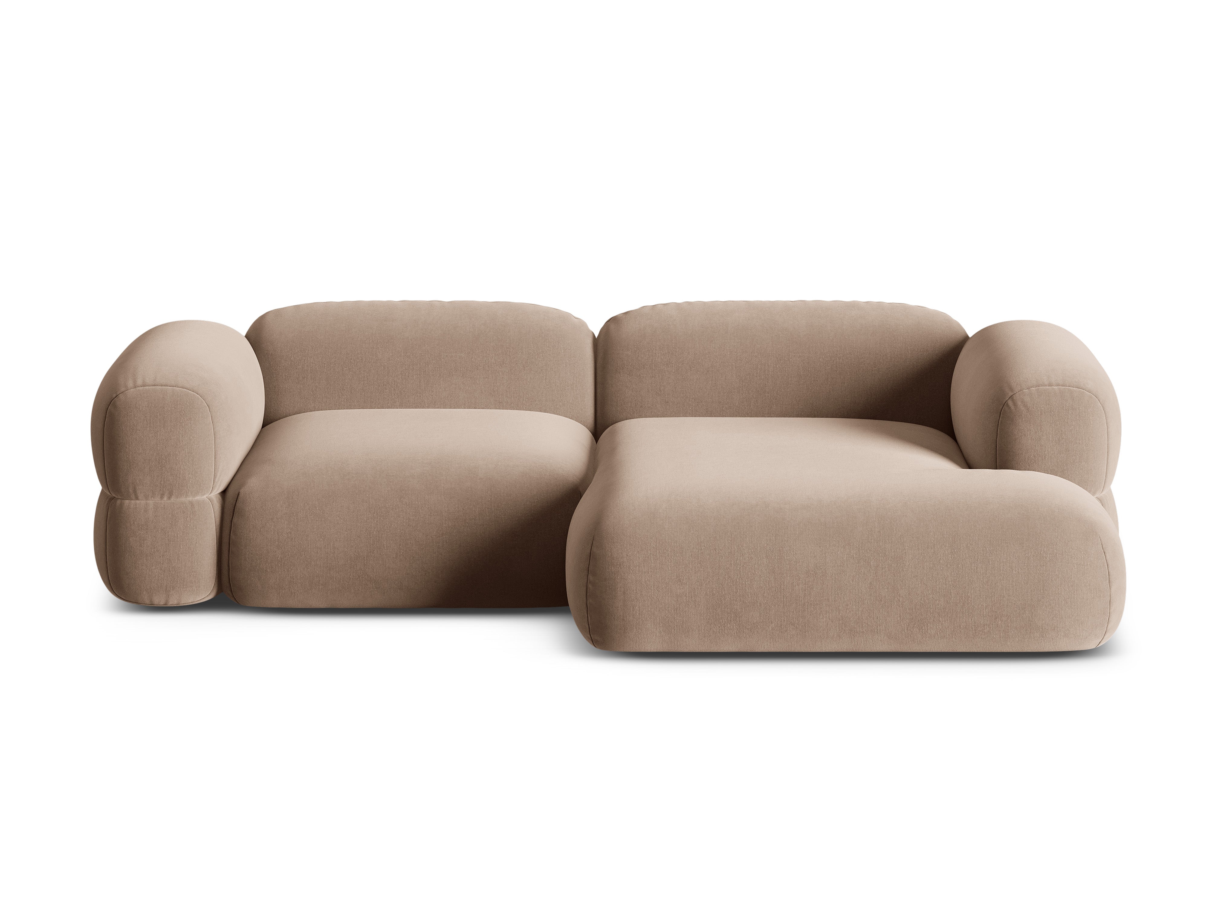 Samt-Ecksofa rechts ROGER dunkelbeige