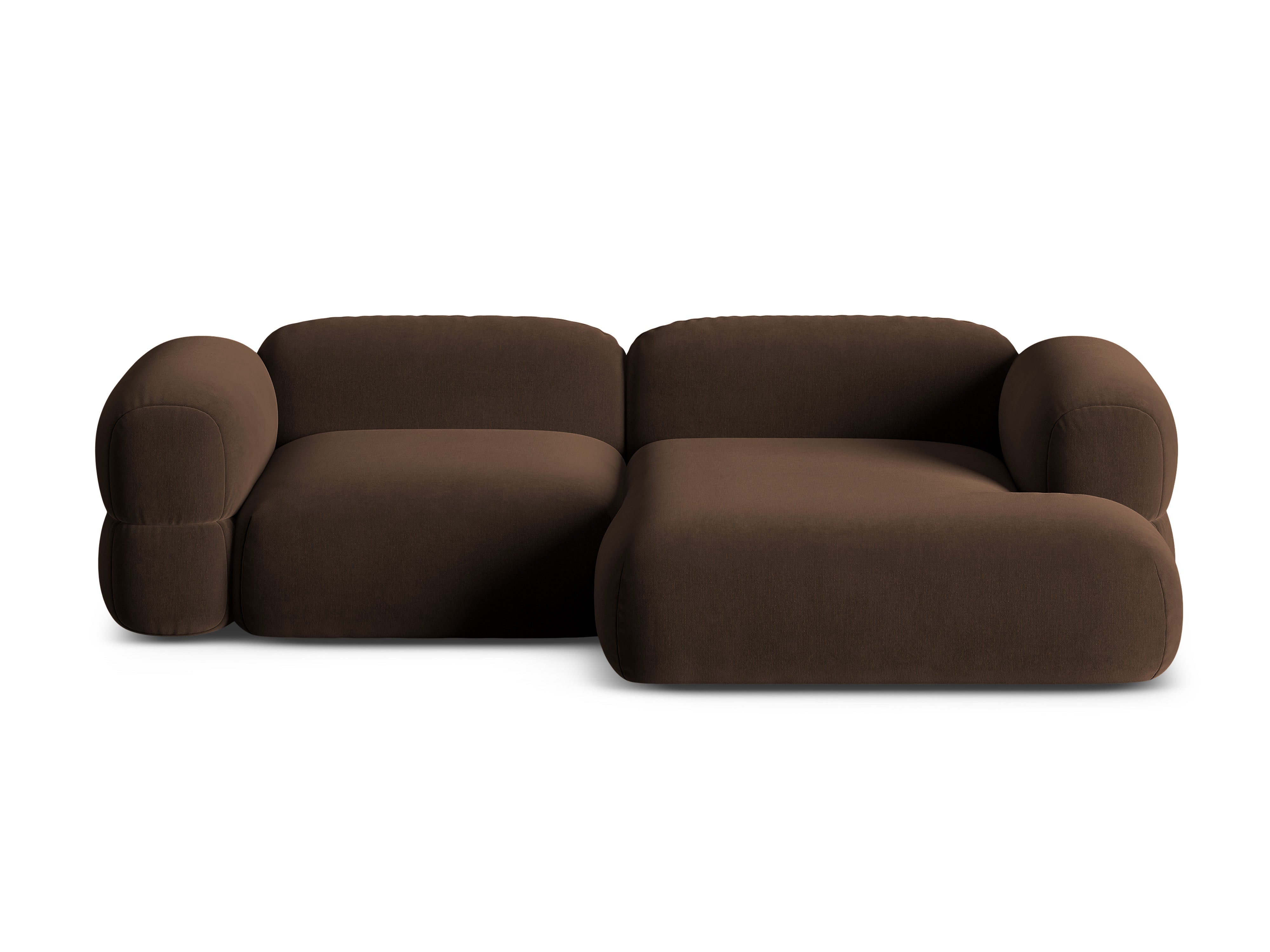 Samt-Ecksofa rechts ROGER schokoladenbraun