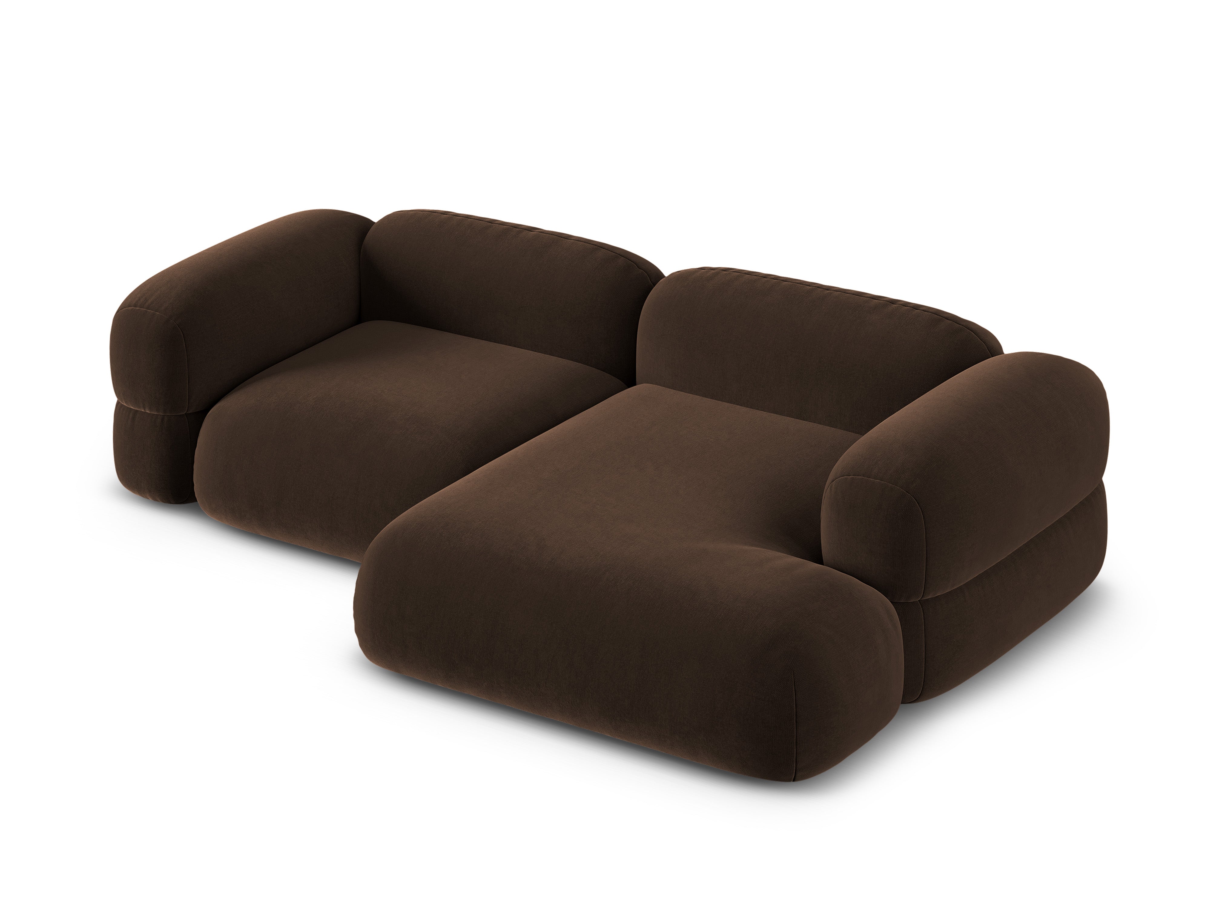 Samt-Ecksofa rechts ROGER schokoladenbraun
