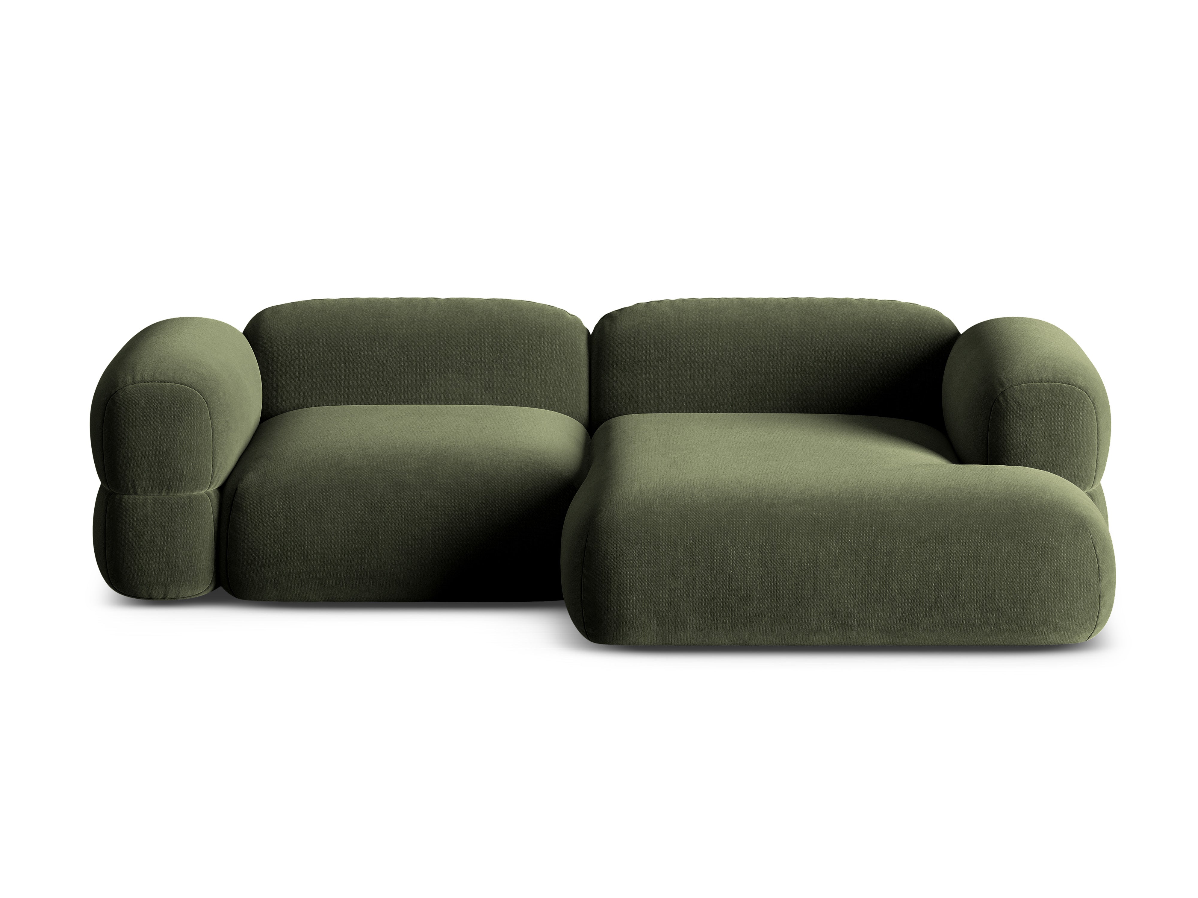 Samt-Ecksofa rechts ROGER olivgrün