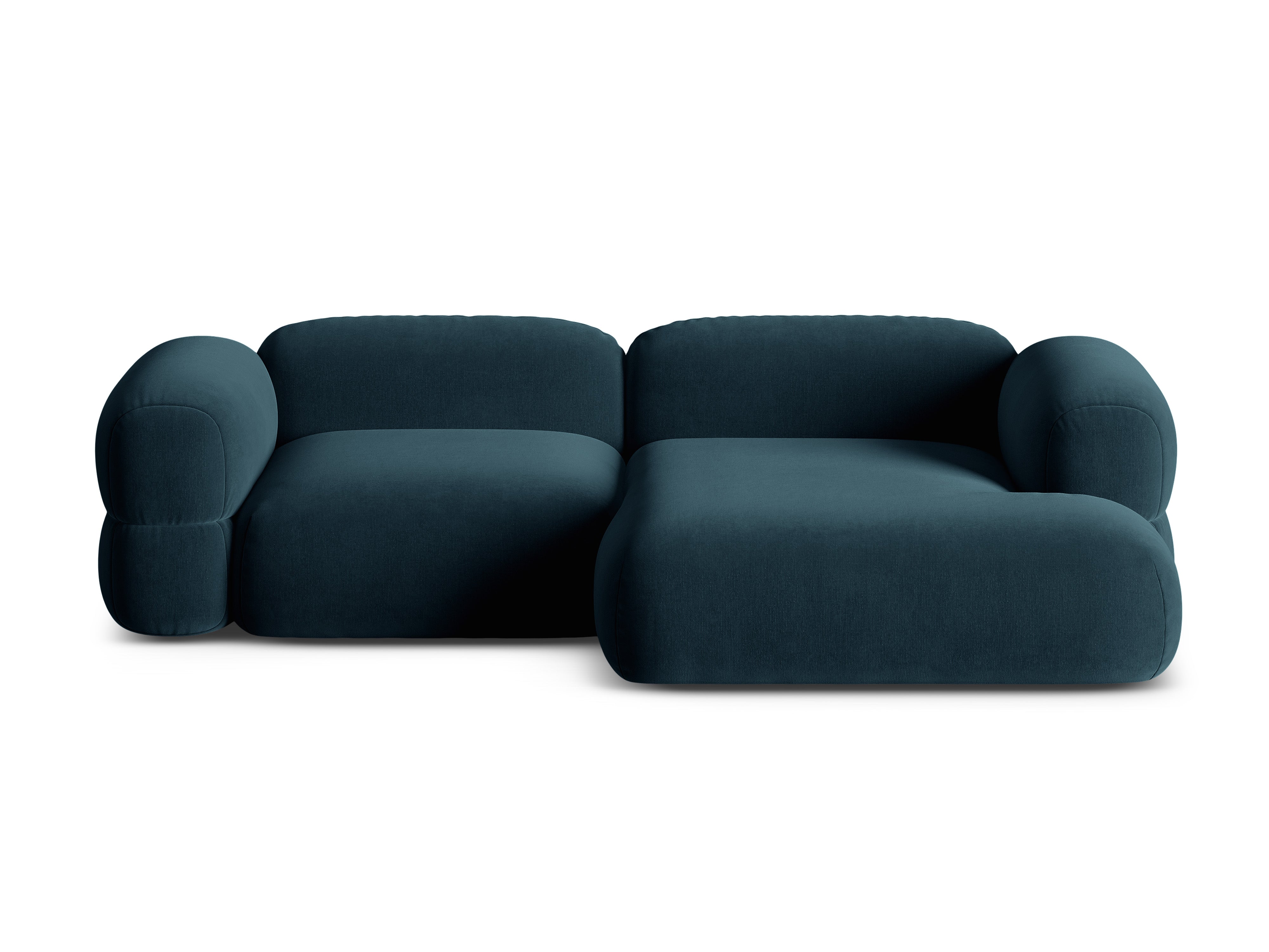 Right-facing velvet corner sofa ROGER petrol blue